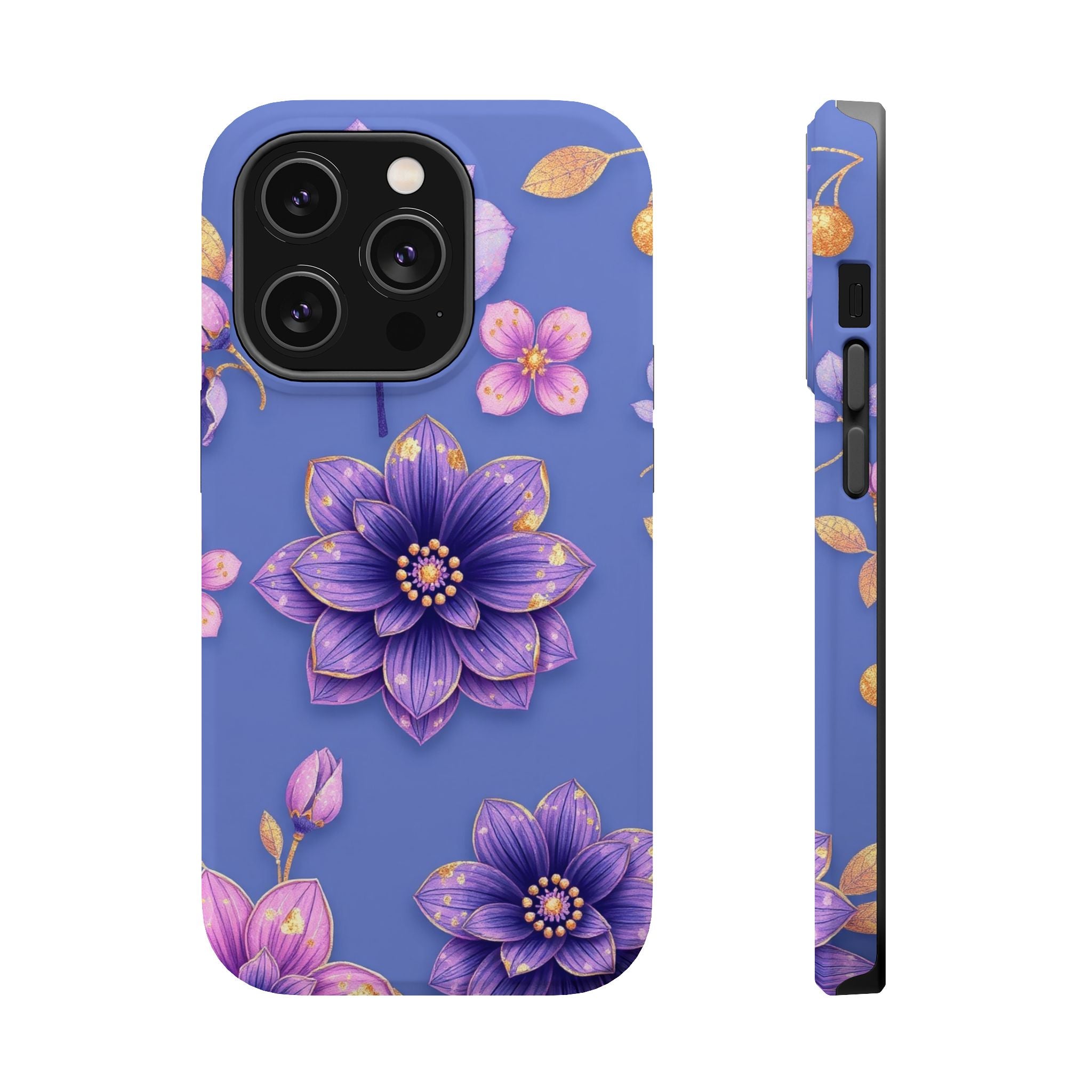 iPhone Indigo And Violet Floral Gold Foil Slim iPhone Everyday Designer · iPhone