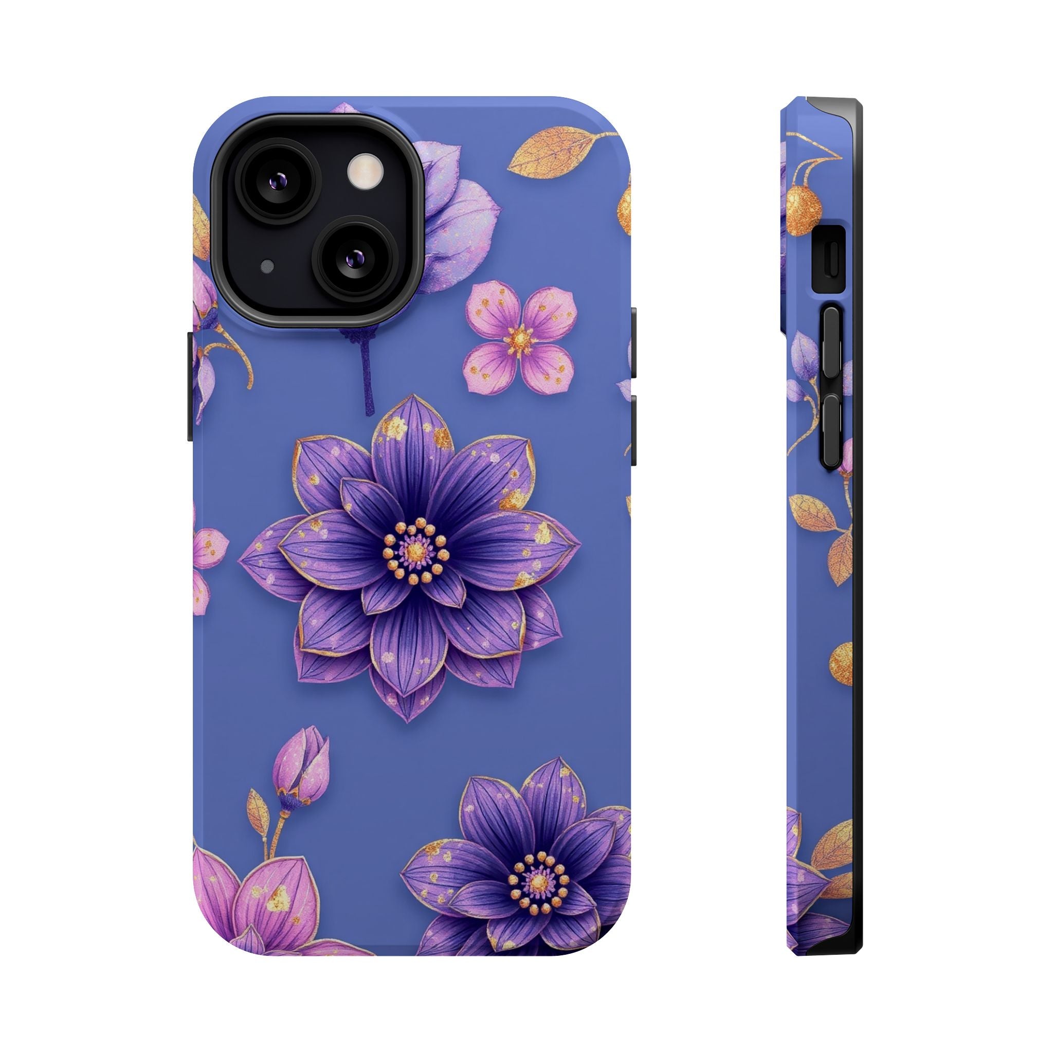 iPhone Indigo And Violet Floral Gold Foil Slim iPhone Everyday Designer · iPhone