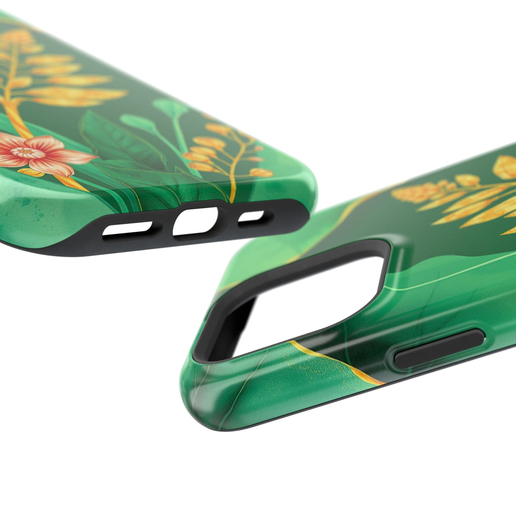 iPhone Emerald Green And Gold Botanical Illustration Ga Slim Snap Case · iPhone