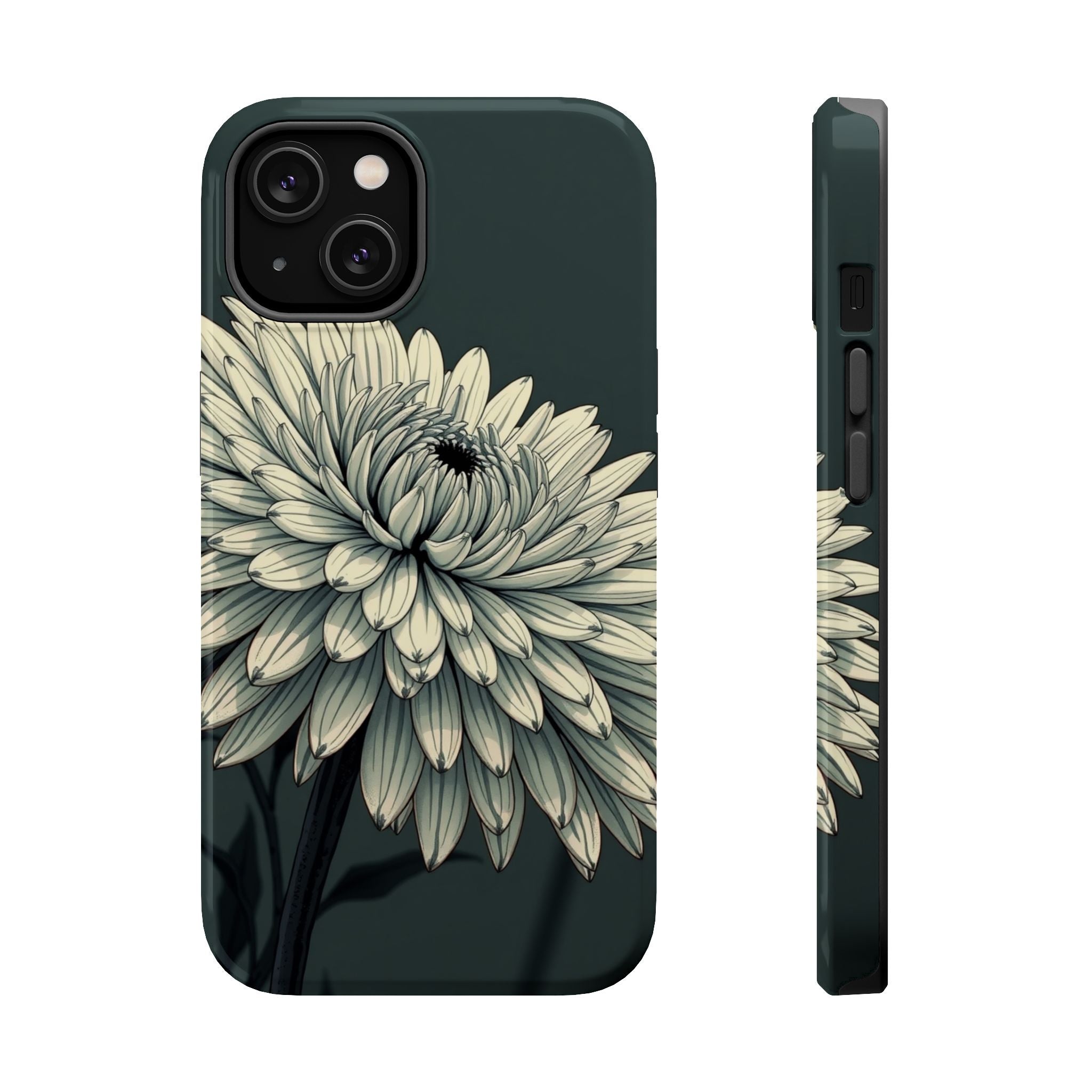 iPhone Chrysanthemum Classic Dark Gothic Ink Carry Case Slim Snap Case · iPhone