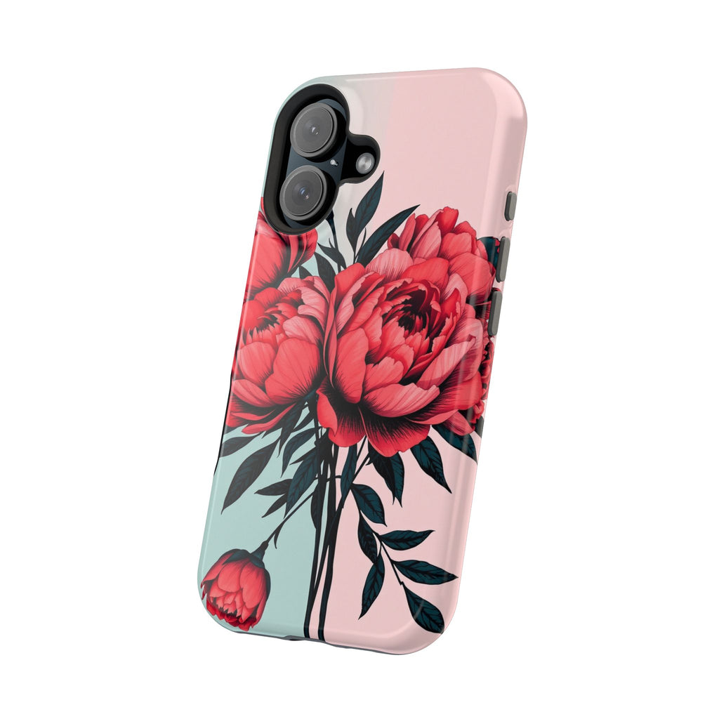 iPhone Teal And Coral Peony Bouquet Artistic Everyday Cas Slim Snap Case · iPhon