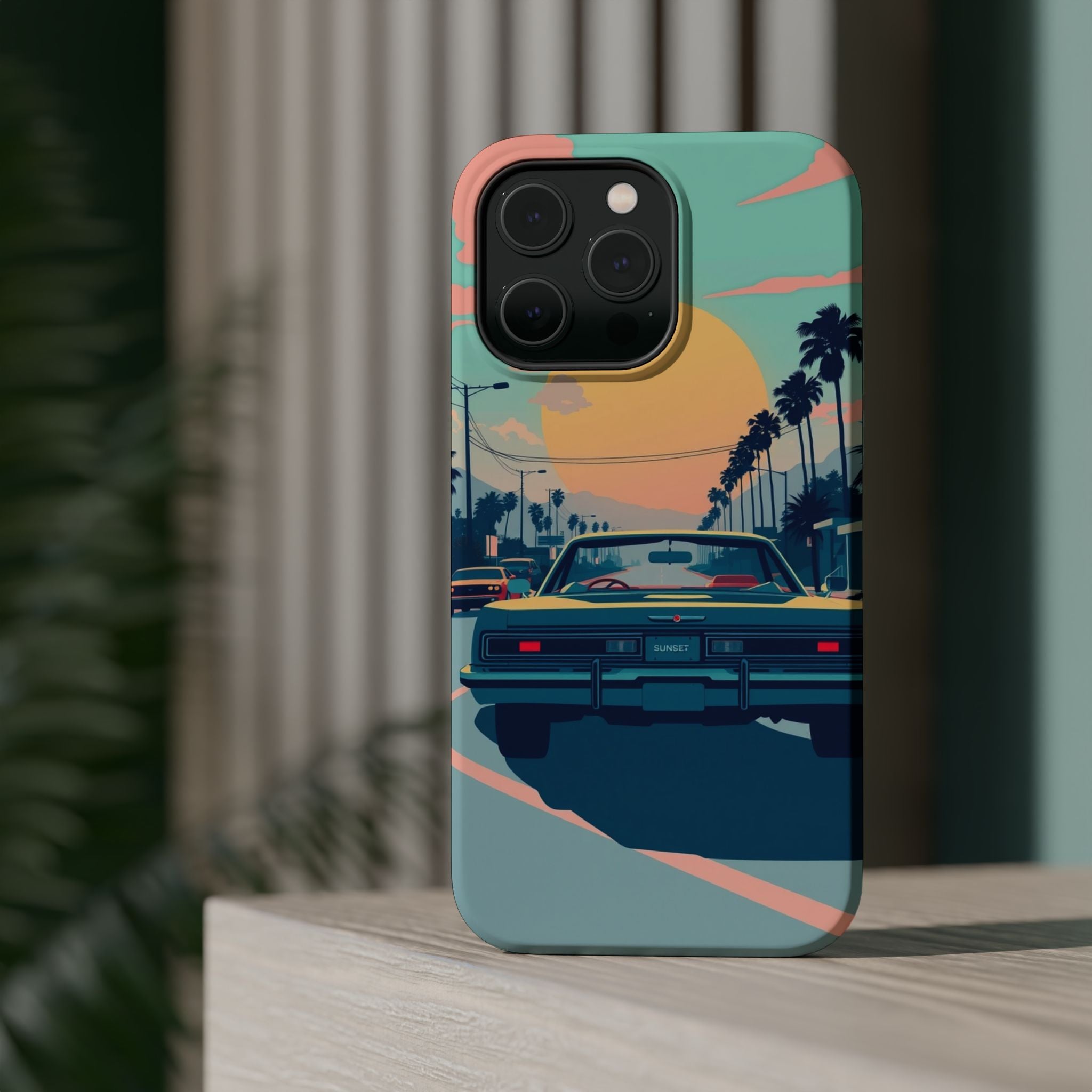 iPhone Sunset Drive 80s Pop Art Bold Slim Everyday Designer Case · iPhone Case