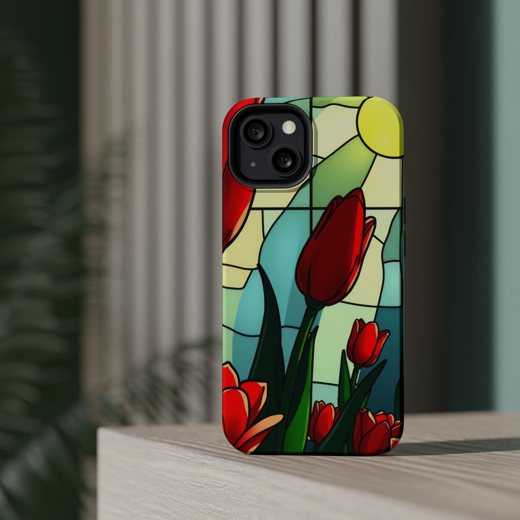 iPhone Tulip Row Stained Glass Slim Everyday Designer Case · iPhone Case