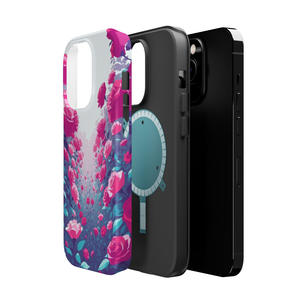 iPhone Cyan And Magenta Rose Garden Slim Everyday Designer Case · iPhone Case