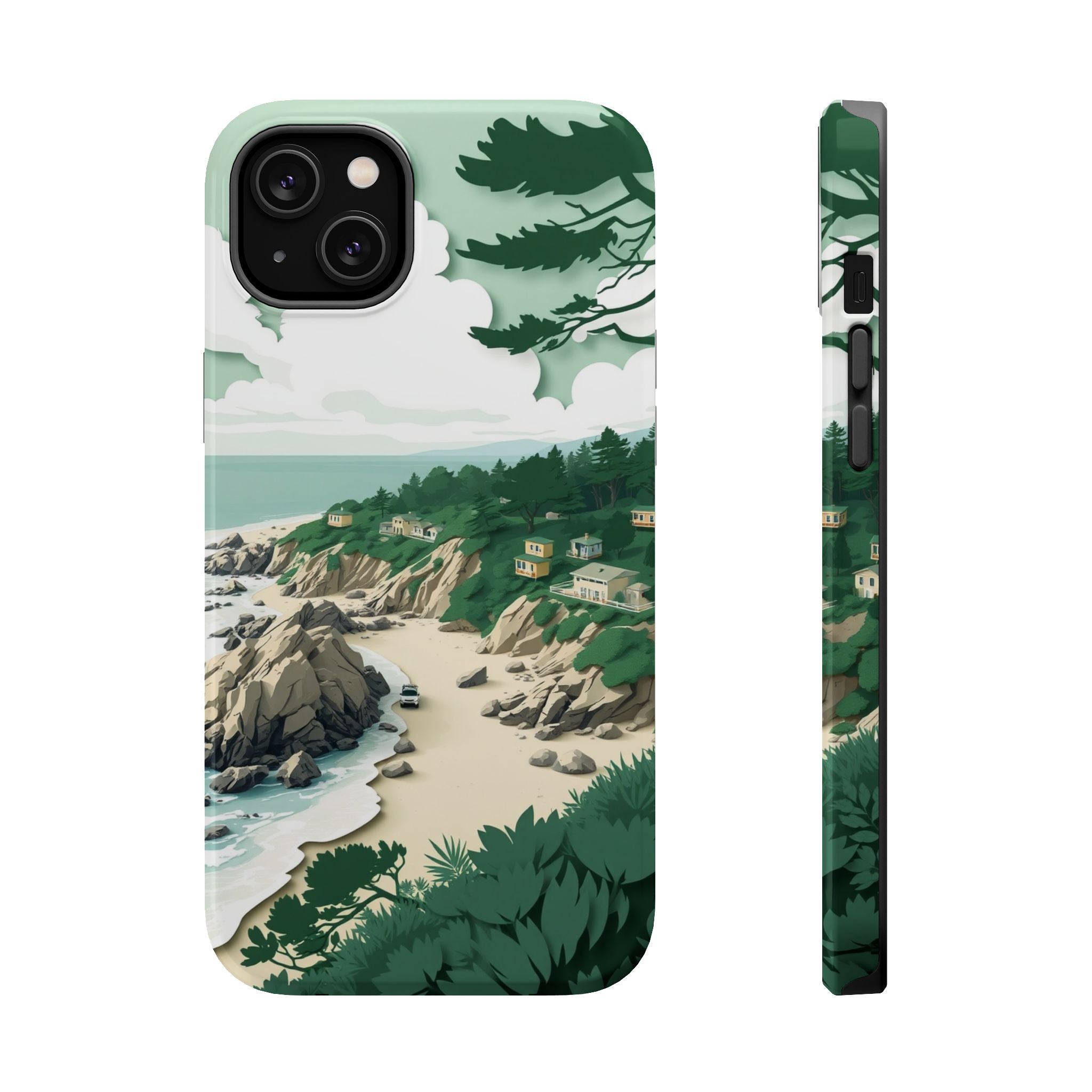 iPhone Pebble Beach Paper Cut Art Bold Modern Everyday Snap Case · iPhone Case
