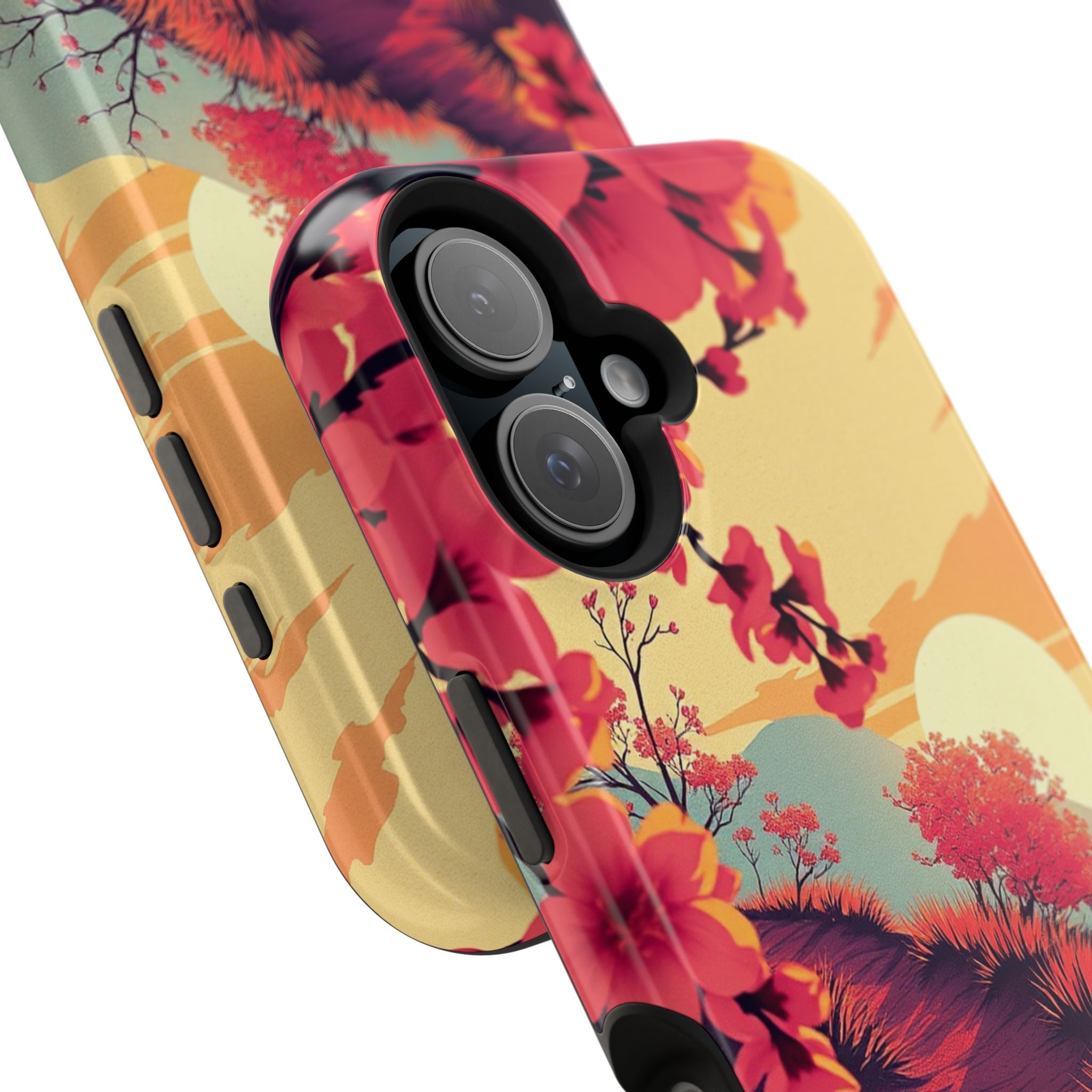 iPhone Sunset Amber And Peach Blossom Trail Soft iPhone 15 Finish · iPhone Case