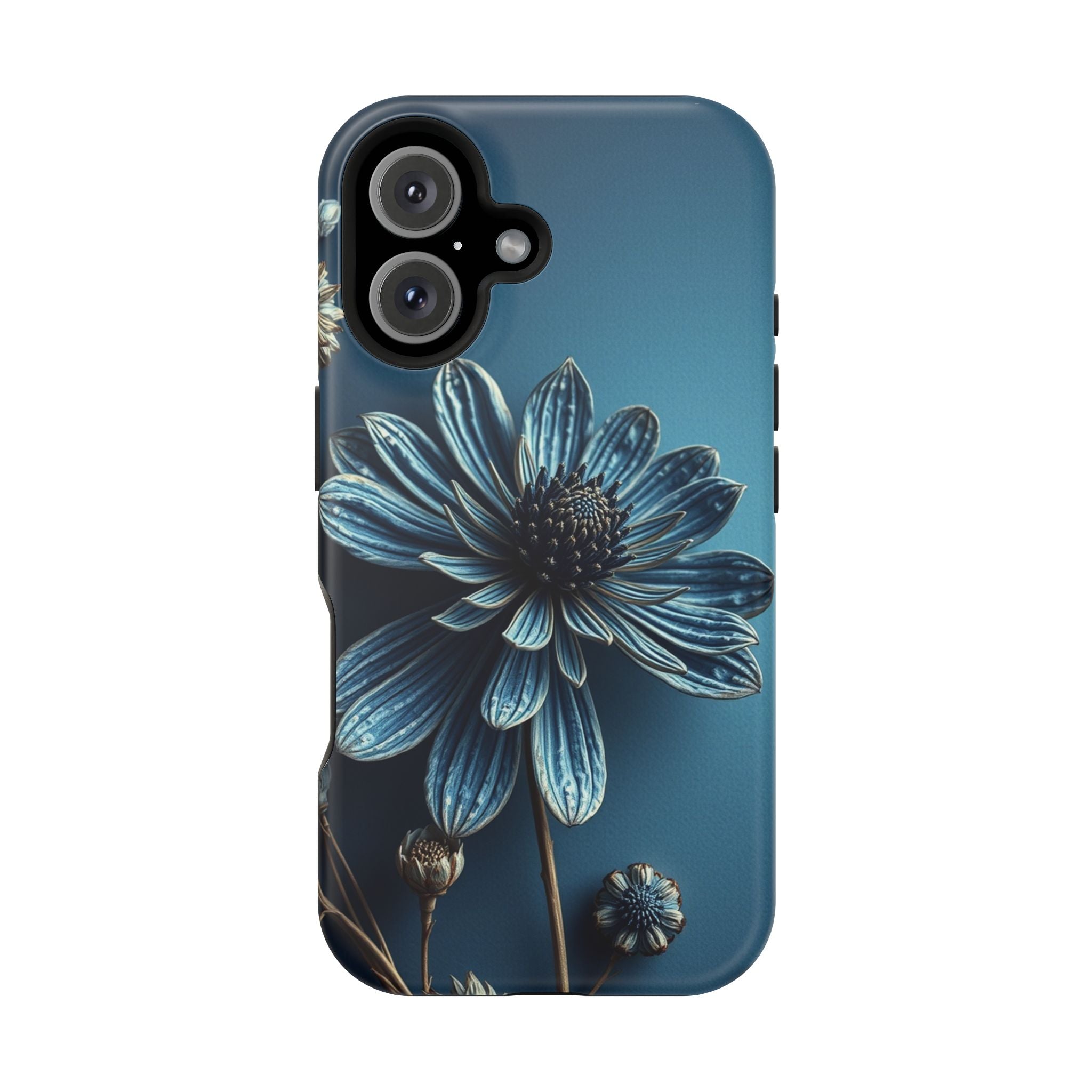 iPhone Midnight Blue And Silver Dried Flower Flat Lay iPhone 15 · iPhone Case