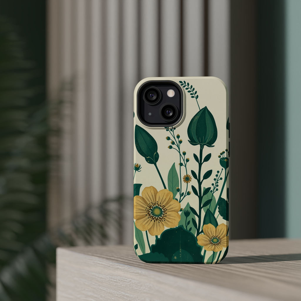 iPhone Emerald Green And Gold Pressed Botanicals Clean iPhone Minimal · iPhone C