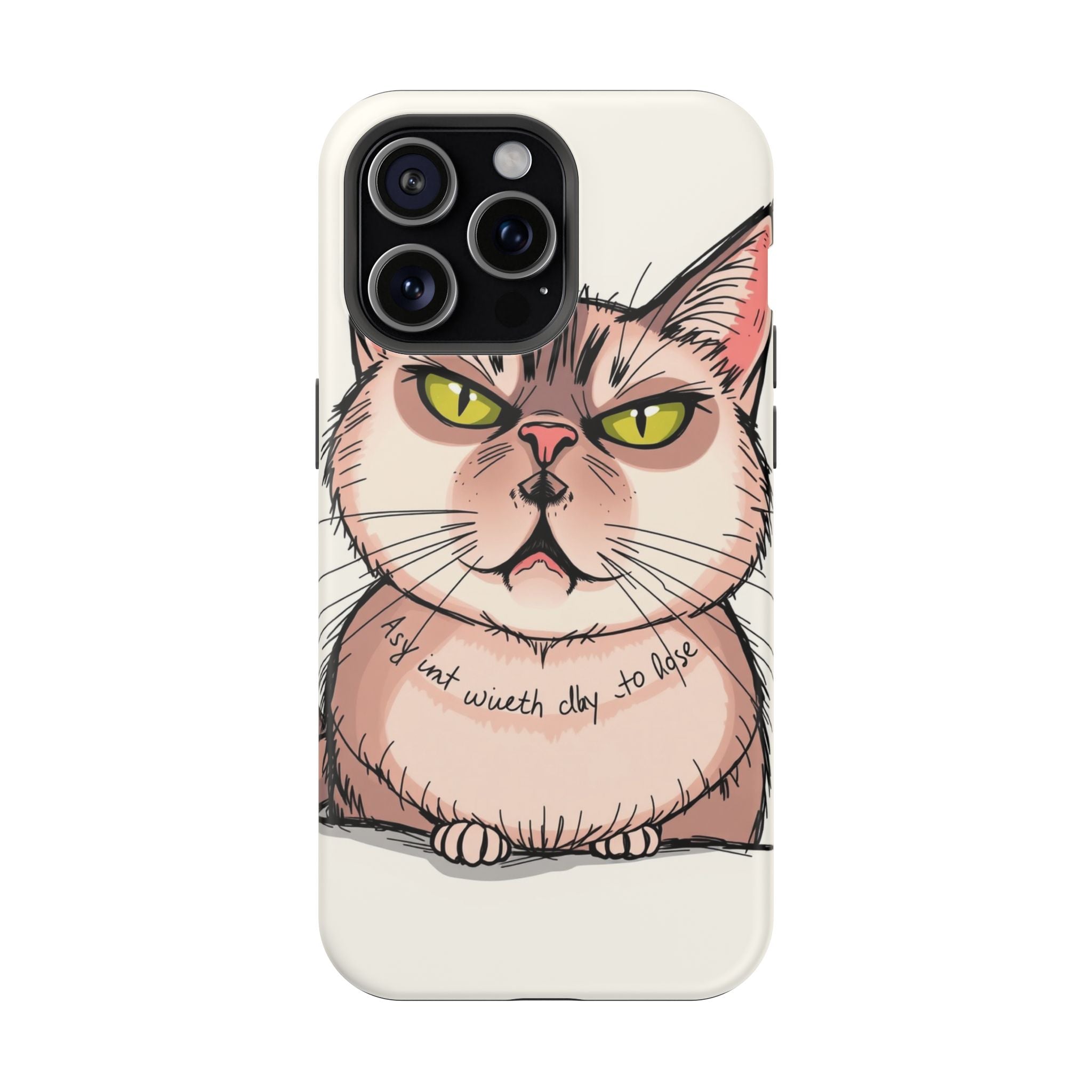 iPhone Sarcastic Cat Verdict Hand-Drawn Sketch Soft Finish Everyday Case · iPhon