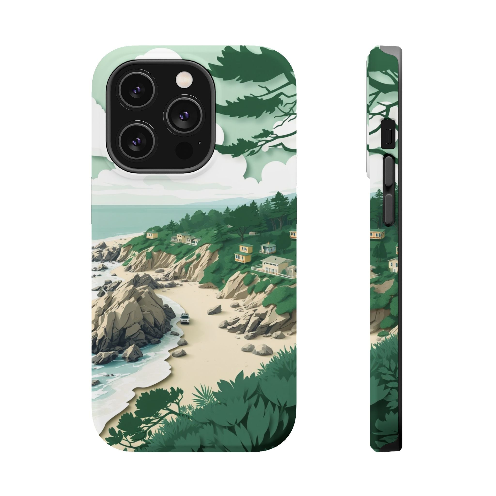 iPhone Pebble Beach Paper Cut Art Bold Modern Everyday Snap Case · iPhone Case
