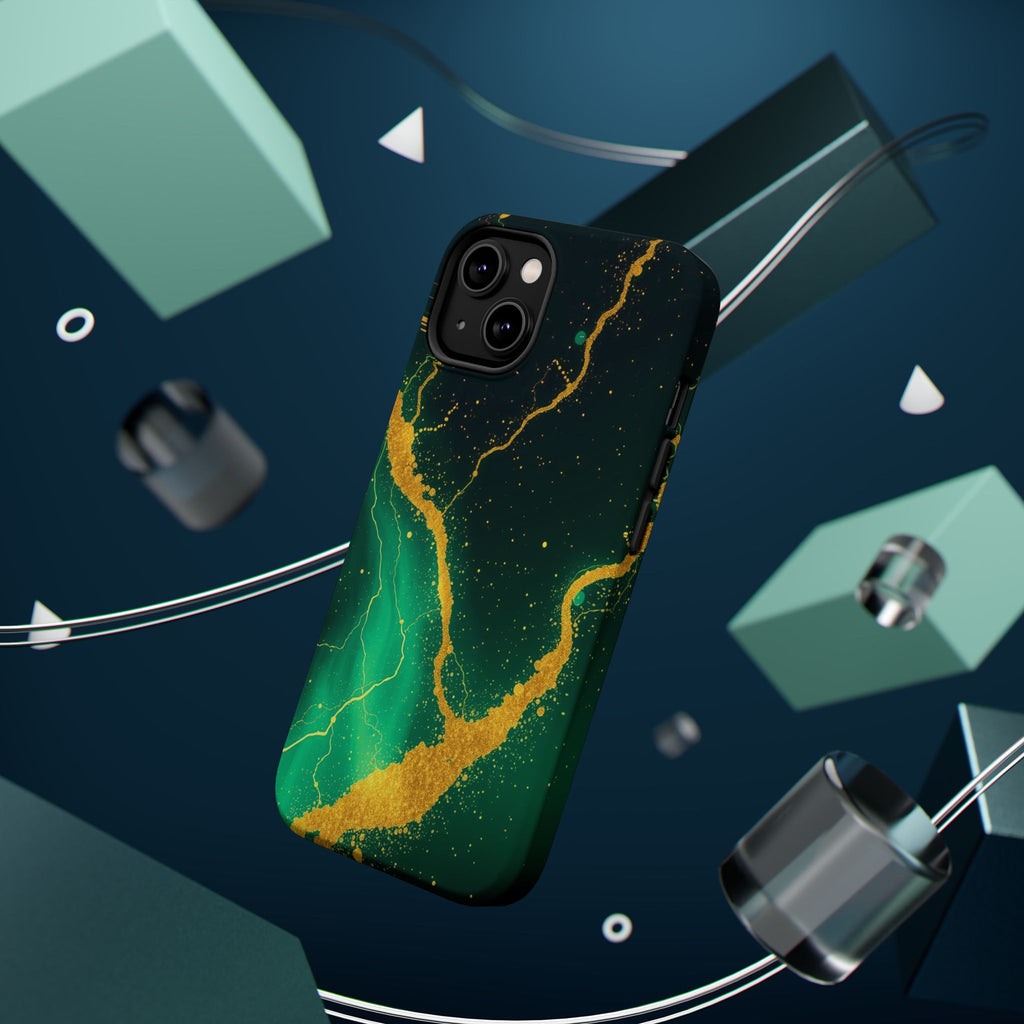 iPhone Emerald Green And Gold Petal Storm Slim iPhone Everyday Designer · iPhone