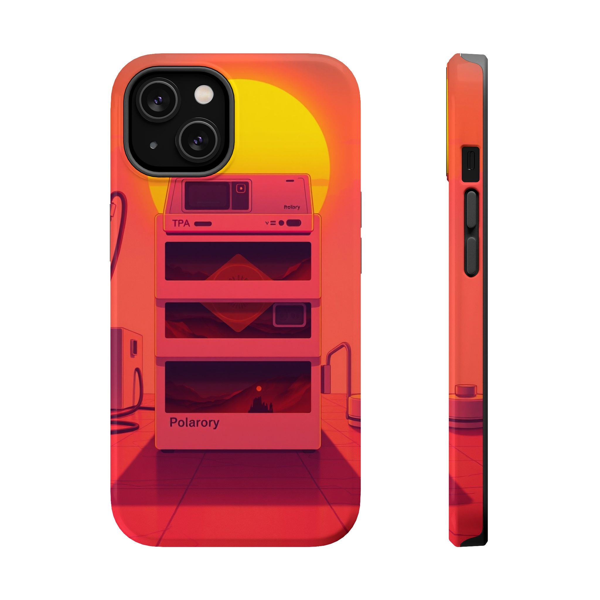 iPhone Polaroid Stack Memory Neon Cyberpunk Slim Everyday Designer Case · iPhone