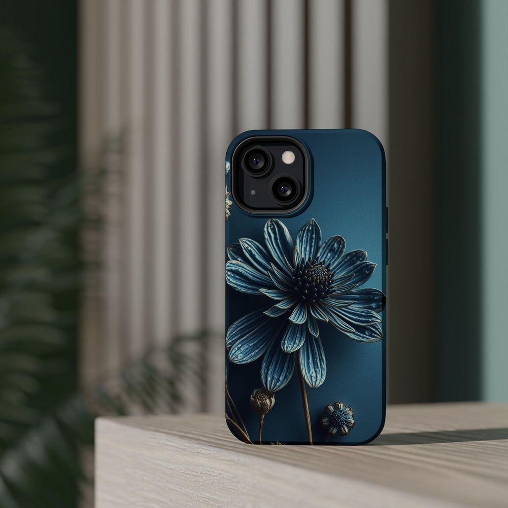 iPhone Midnight Blue And Silver Dried Flower Flat Lay iPhone 15 · iPhone Case