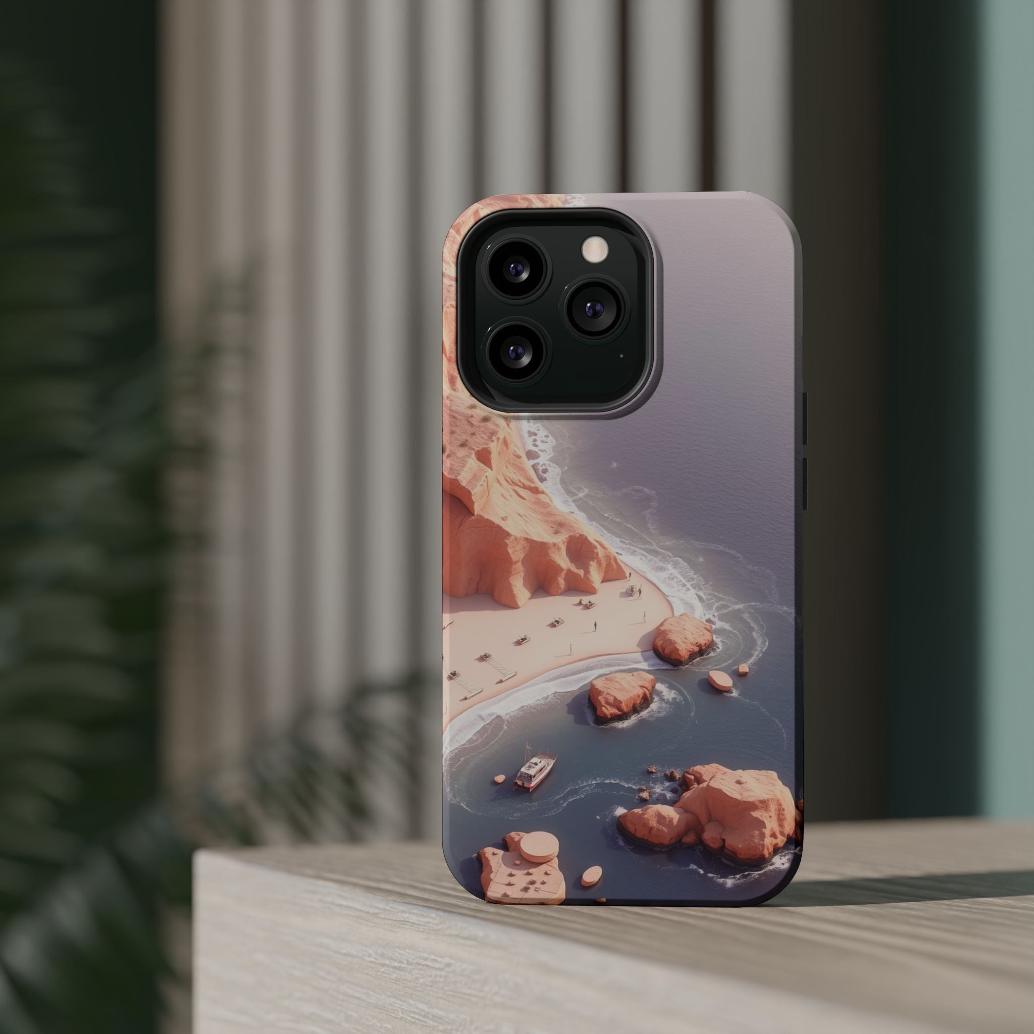 iPhone Rose Pink And Cream Shoreline Aerial Soft iPhone 17 Finish · iPhone Case