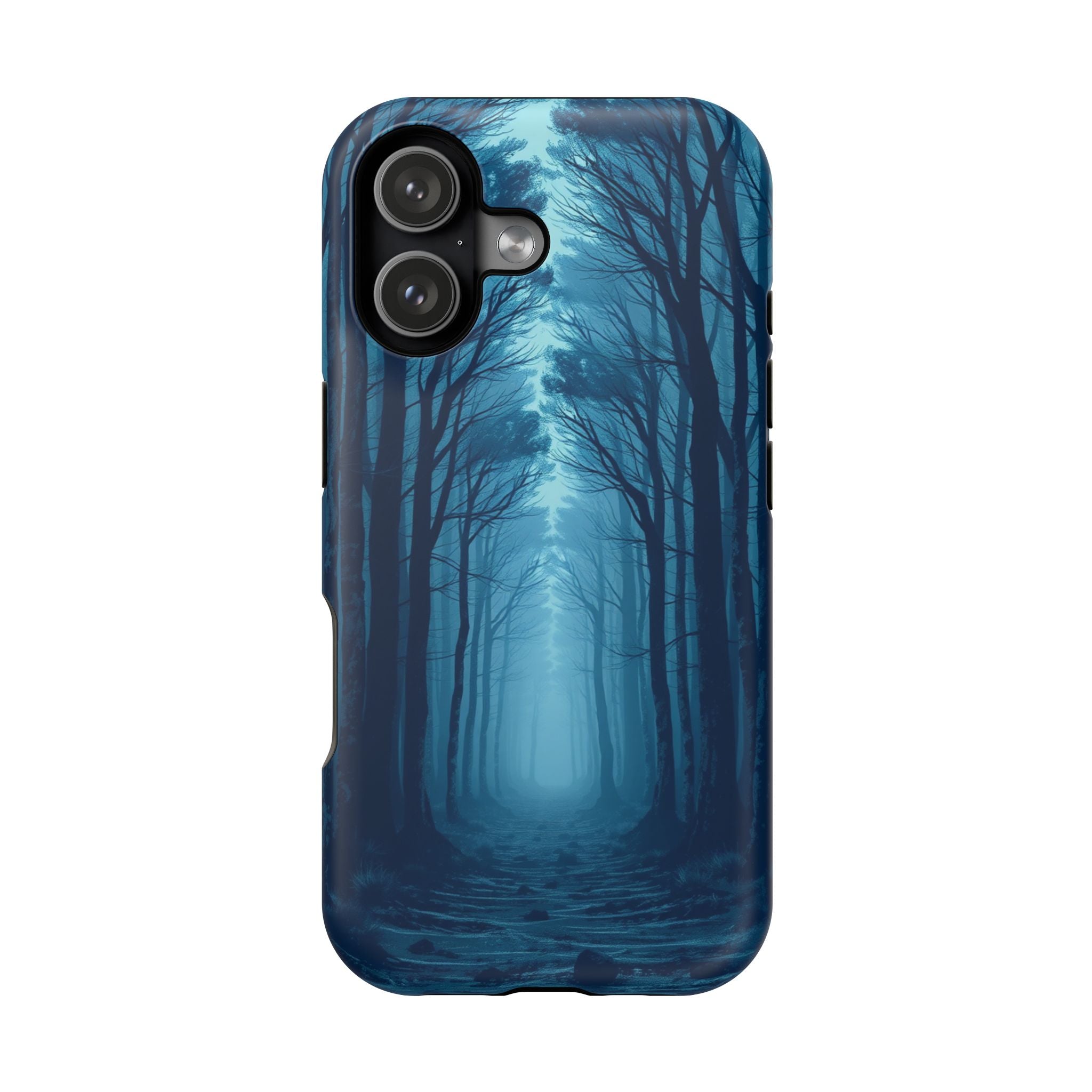 iPhone Midnight Blue And Silver Misty Forest Path iPhone Clean Minimal · iPhone