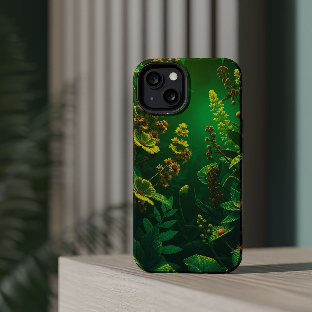 iPhone Emerald Green And Gold Vintage Botanicals Print Slim Snap Case · iPhone C