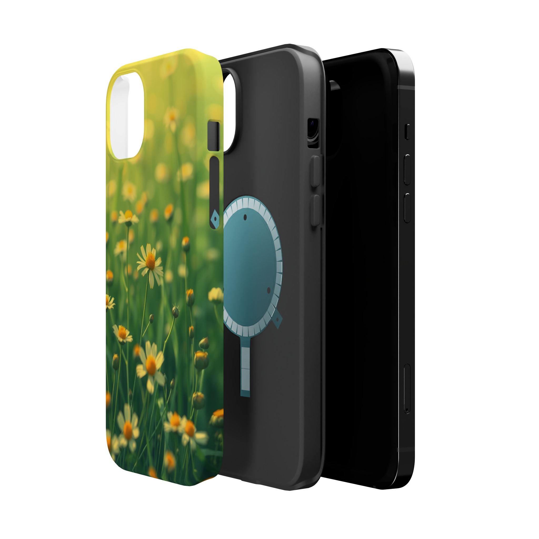 iPhone Emerald Green And Gold Wildflower Field Soft Finish Everyday · iPhone Cas