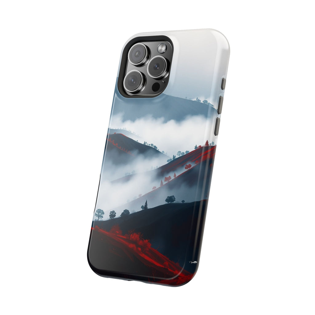 iPhone Black And Crimson Fog Rolling Over Hills Soft iPhone Finish · iPhone Case