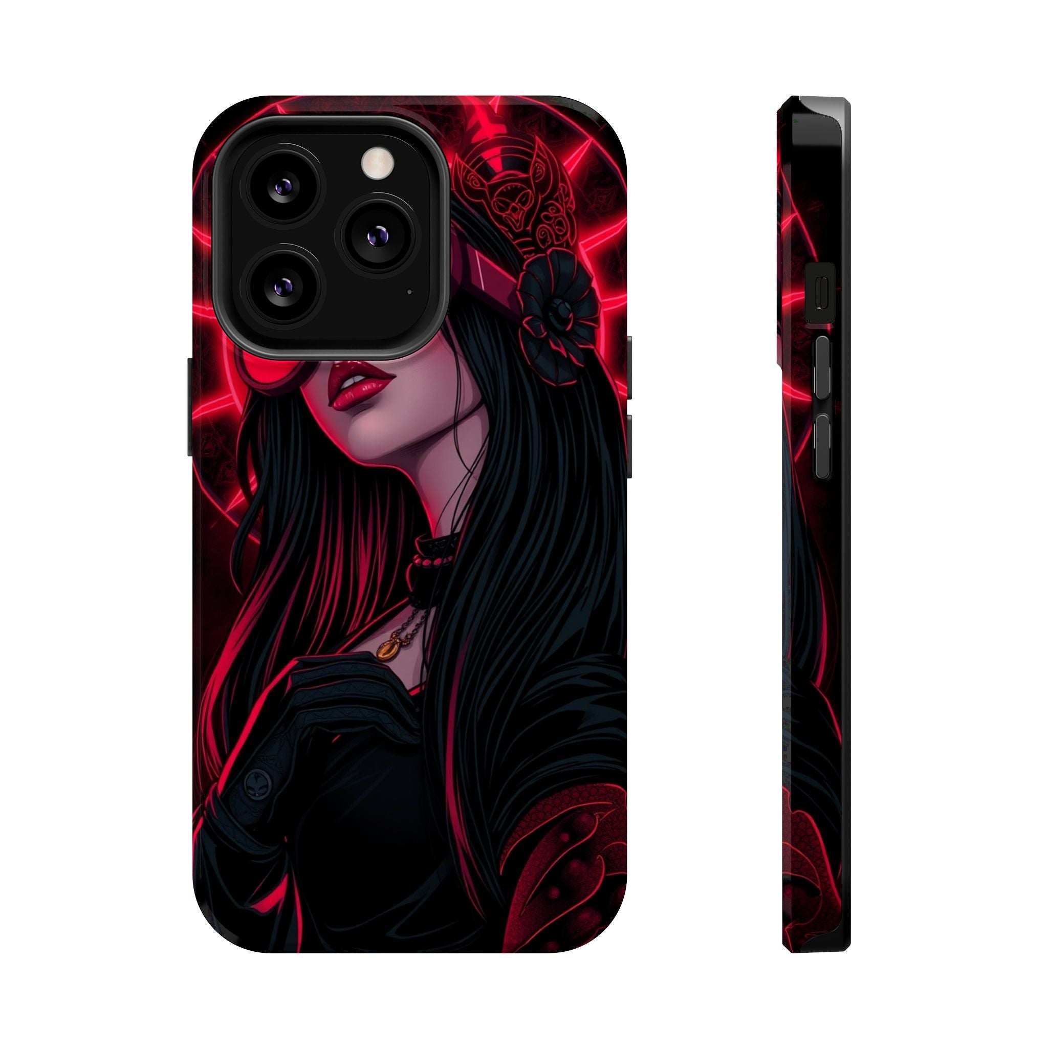 iPhone Black And Crimson Art Nouveau Female Slim Everyday Designer Case · iPhone