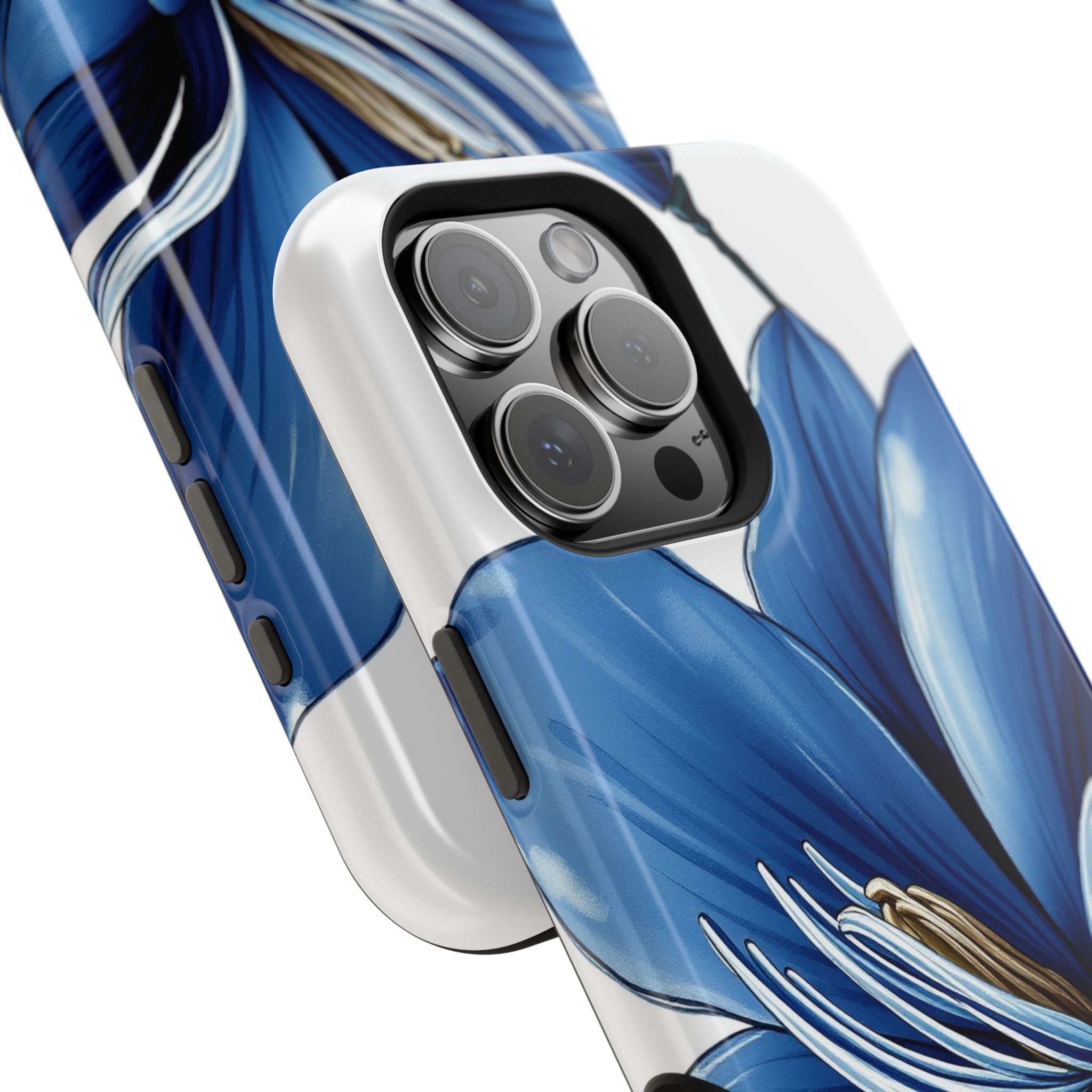 iPhone Midnight Blue And Silver Magnolia Dream Soft iPhone Finish · iPhone Case