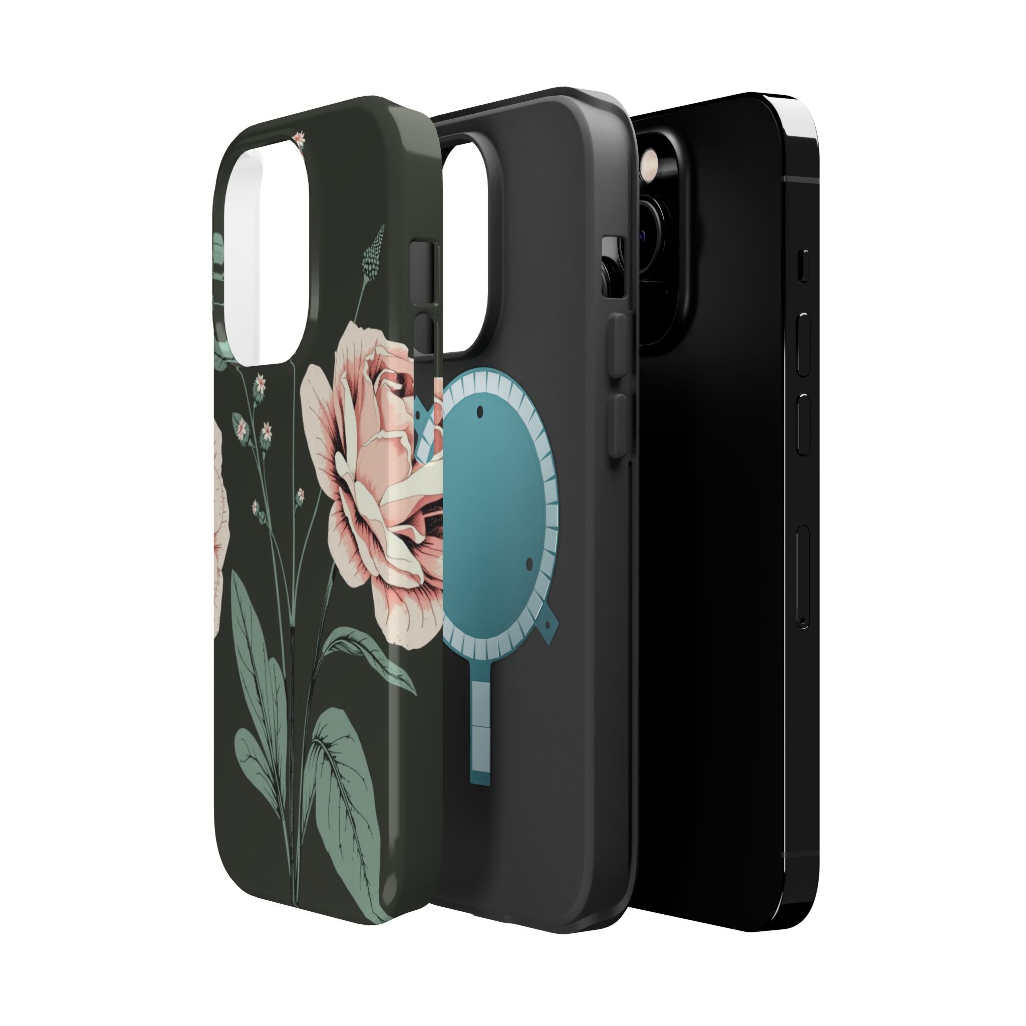 iPhone Mint And Blush Vintage Botanical Print Slim Everyday Designer Case · iPho