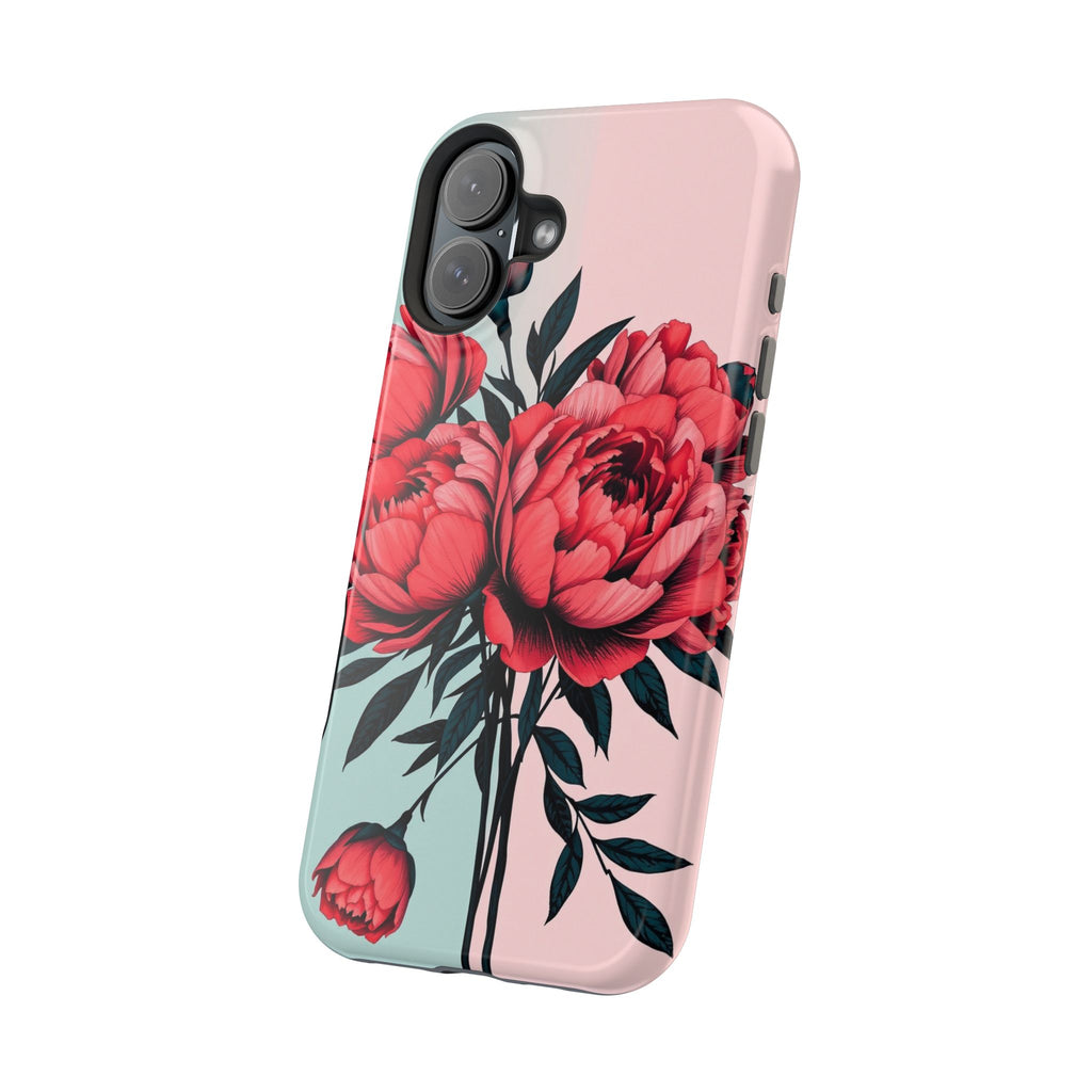 iPhone Teal And Coral Peony Bouquet Artistic Everyday Cas Slim Snap Case · iPhon