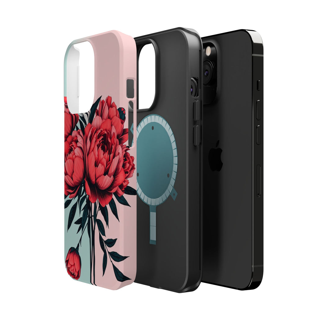 iPhone Teal And Coral Peony Bouquet Artistic Everyday Cas Slim Snap Case · iPhon