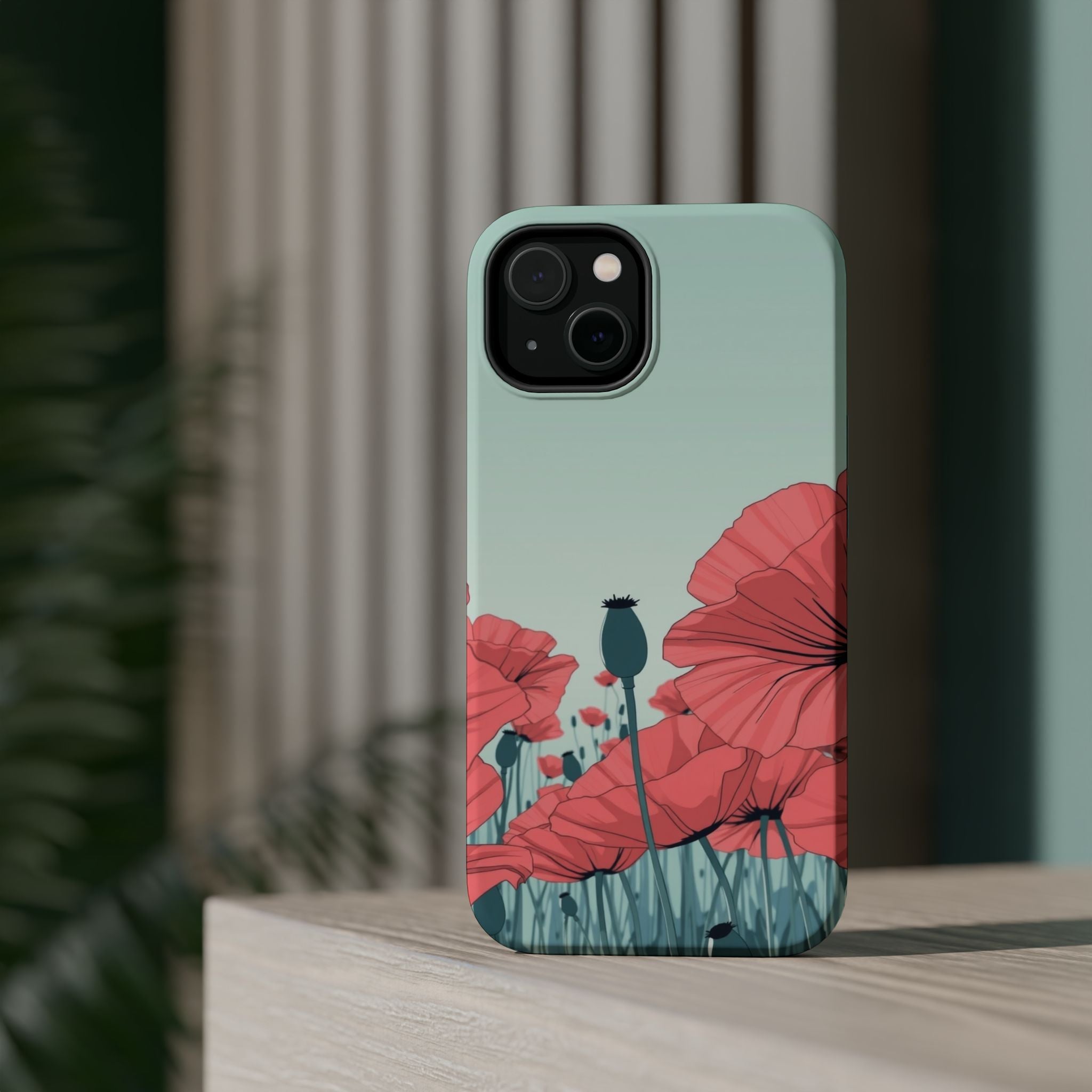 iPhone Mint And Blush Poppy Field Bold Modern Everyday Snap Case · iPhone Case