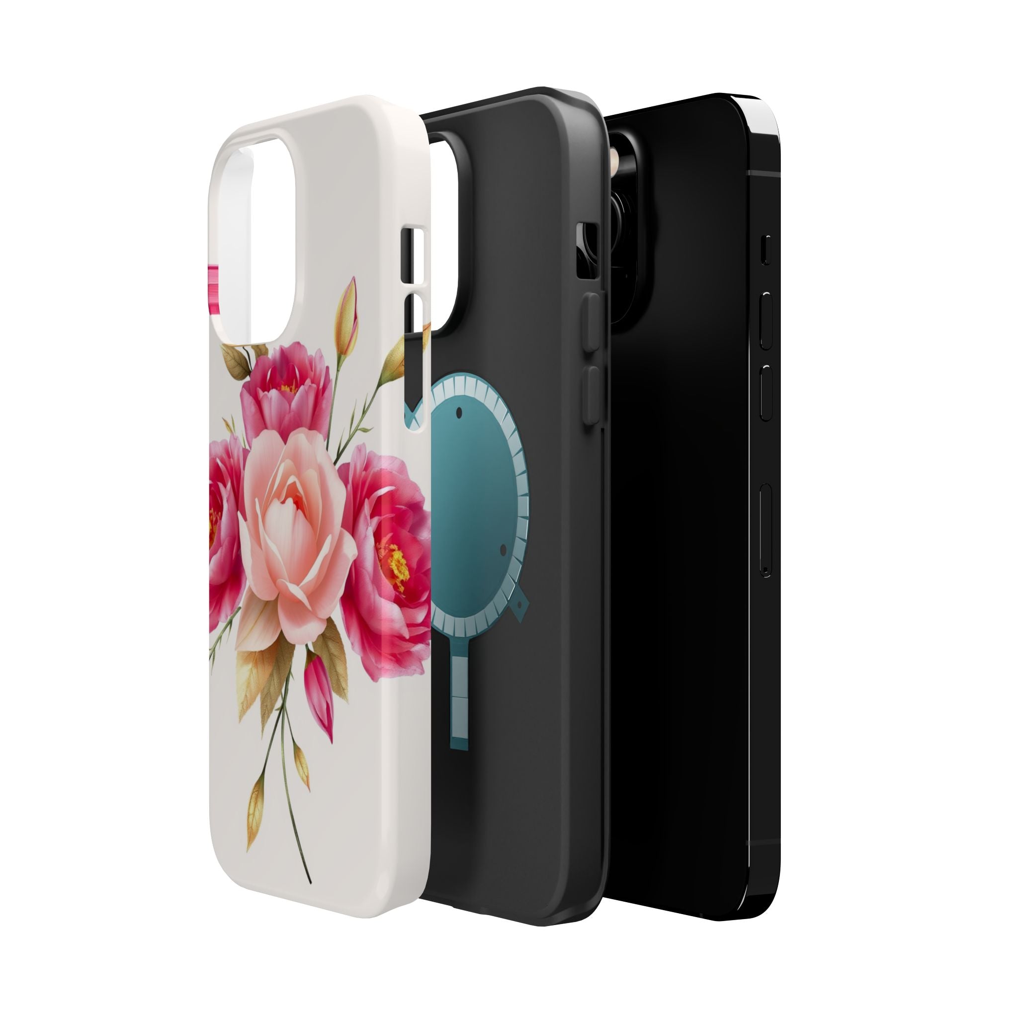 iPhone Rose Pink And Cream Neon Floral Slim Everyday Designer Case · iPhone Case