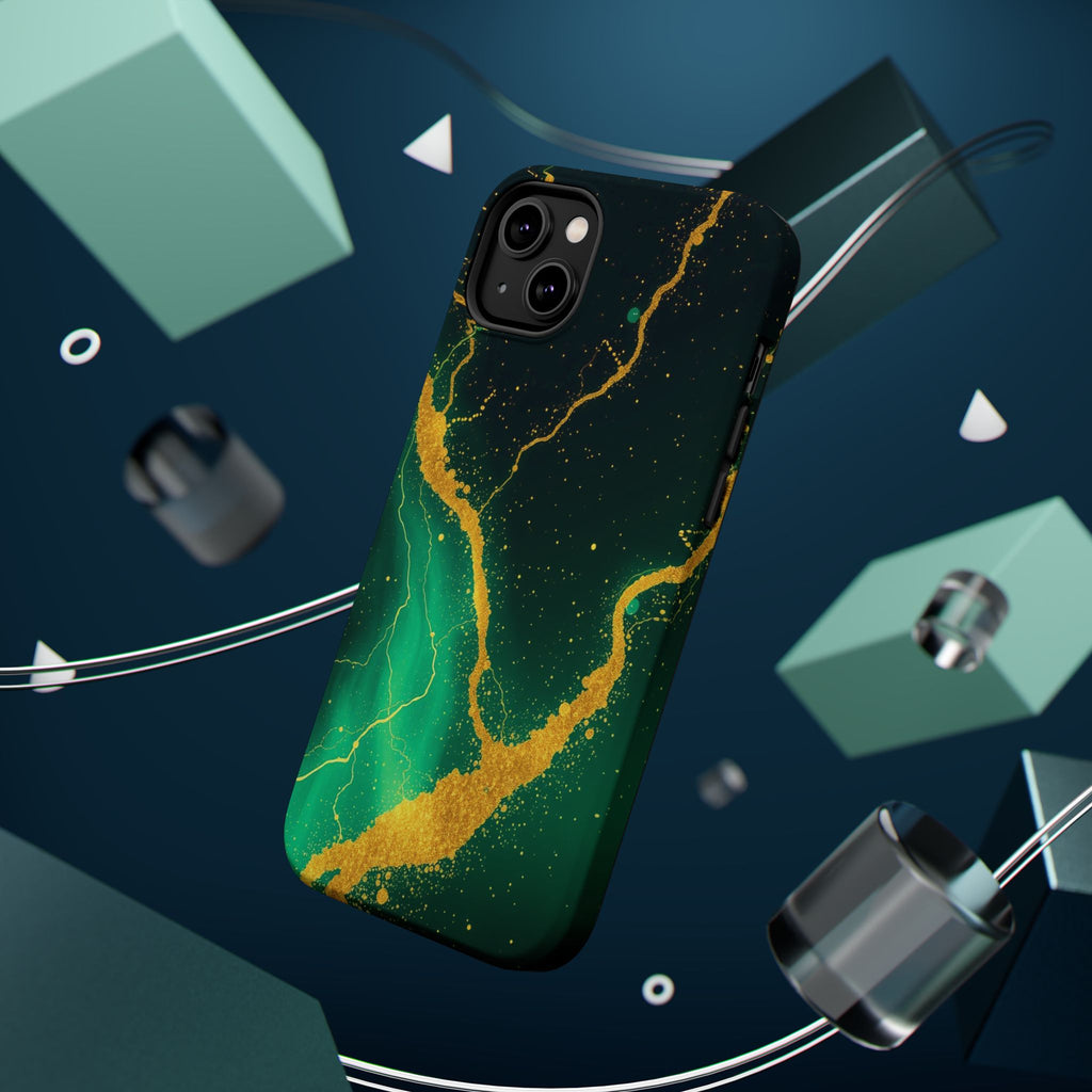 iPhone Emerald Green And Gold Petal Storm Slim iPhone Everyday Designer · iPhone