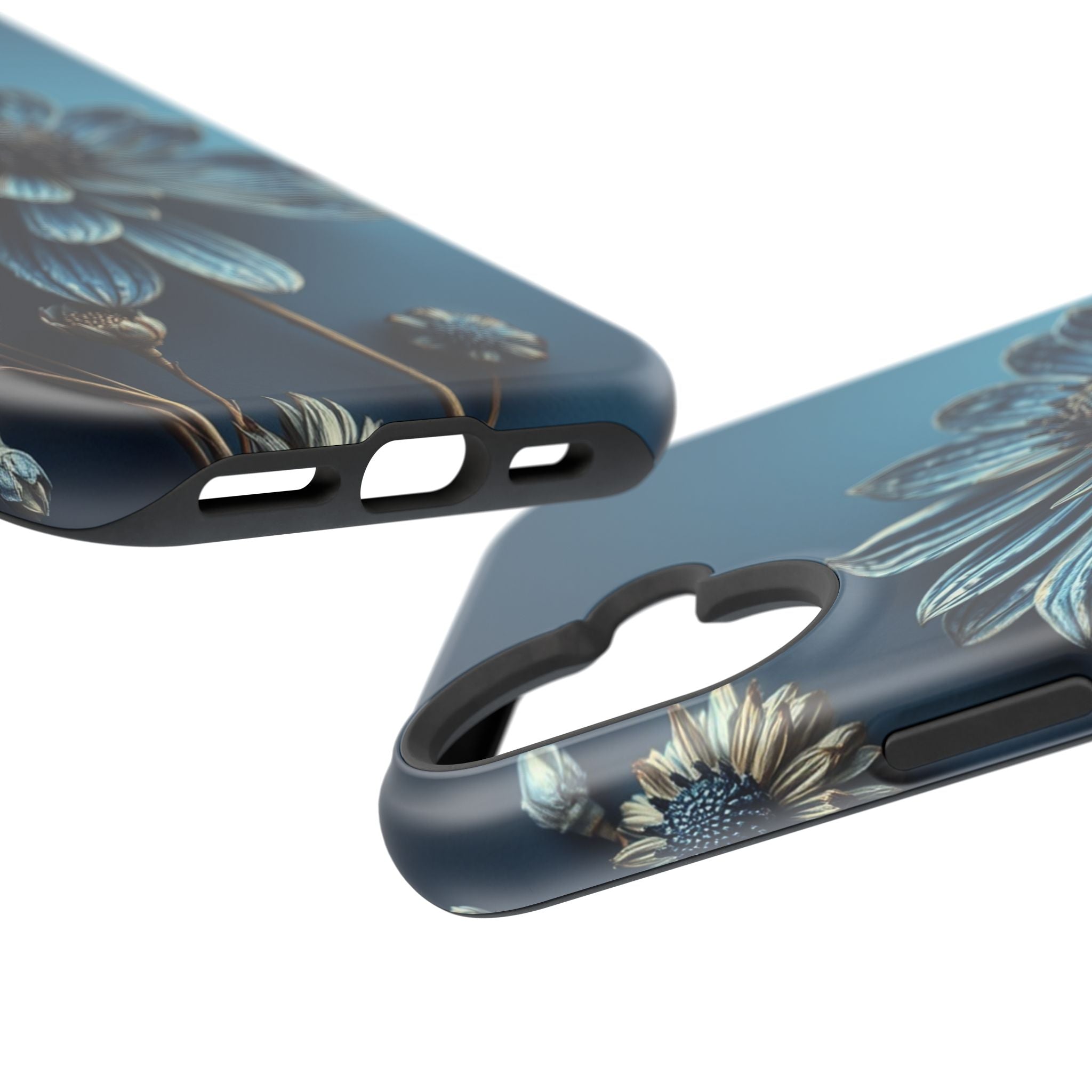 iPhone Midnight Blue And Silver Dried Flower Flat Lay iPhone 15 · iPhone Case