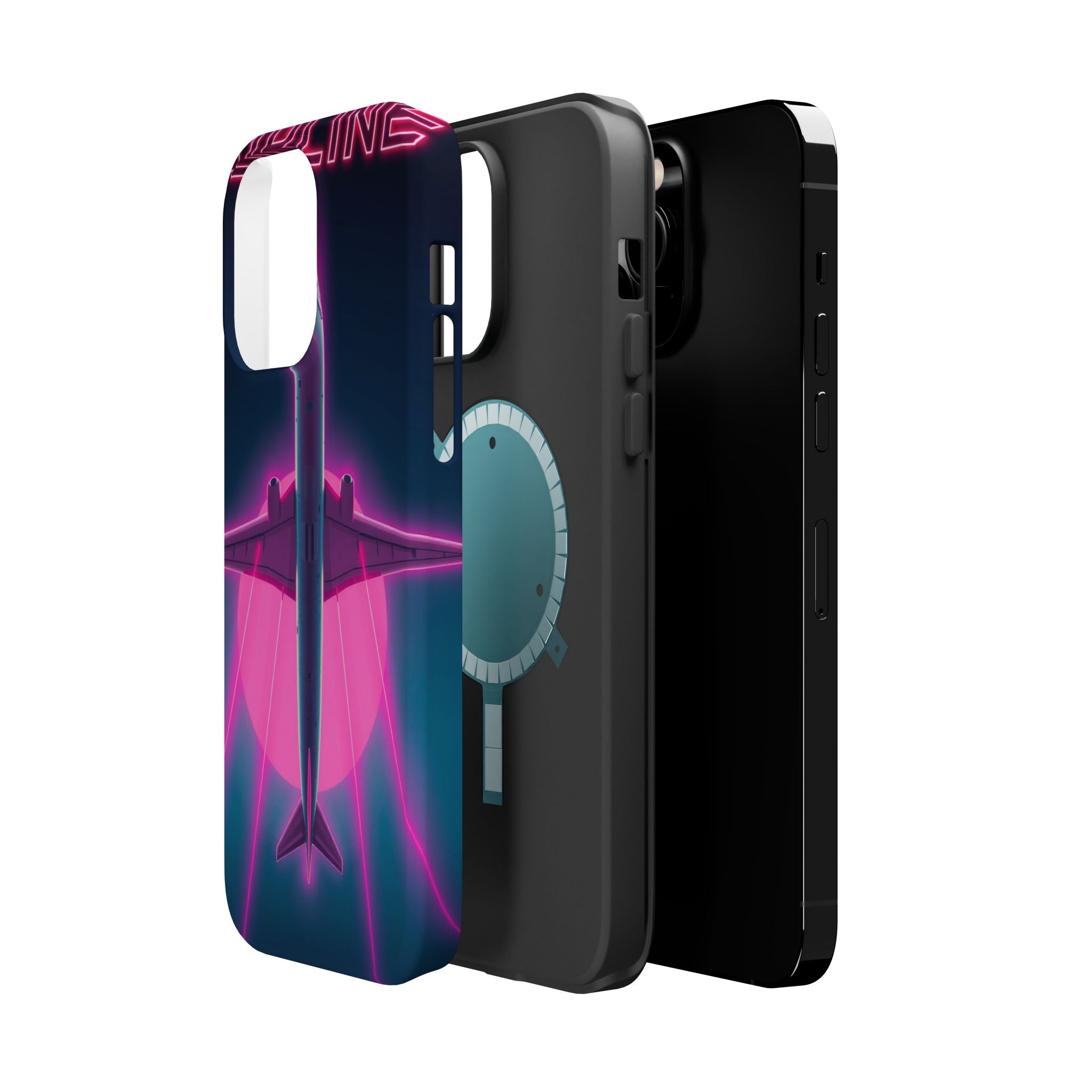 iPhone Cyan And Magenta Retro Airline Poster Slim Everyday Designer Case · iPhon