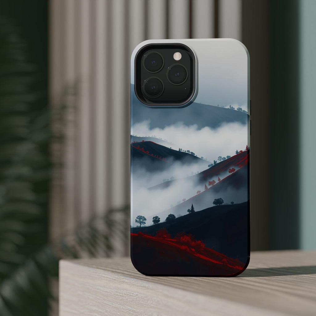 iPhone Black And Crimson Fog Rolling Over Hills Soft iPhone Finish · iPhone Case