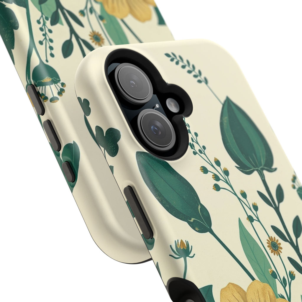 iPhone Emerald Green And Gold Pressed Botanicals Clean iPhone Minimal · iPhone C