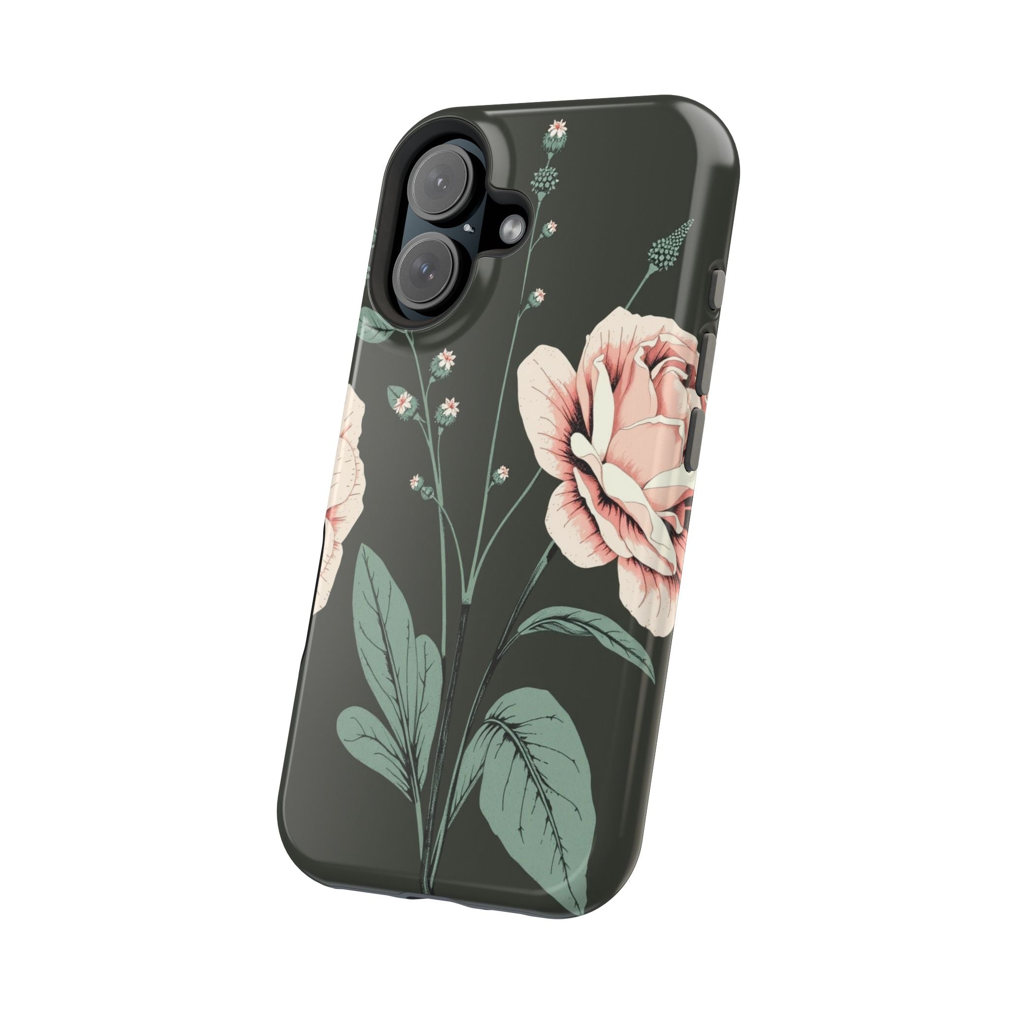 iPhone Mint And Blush Vintage Botanical Print Slim Everyday Designer Case · iPho