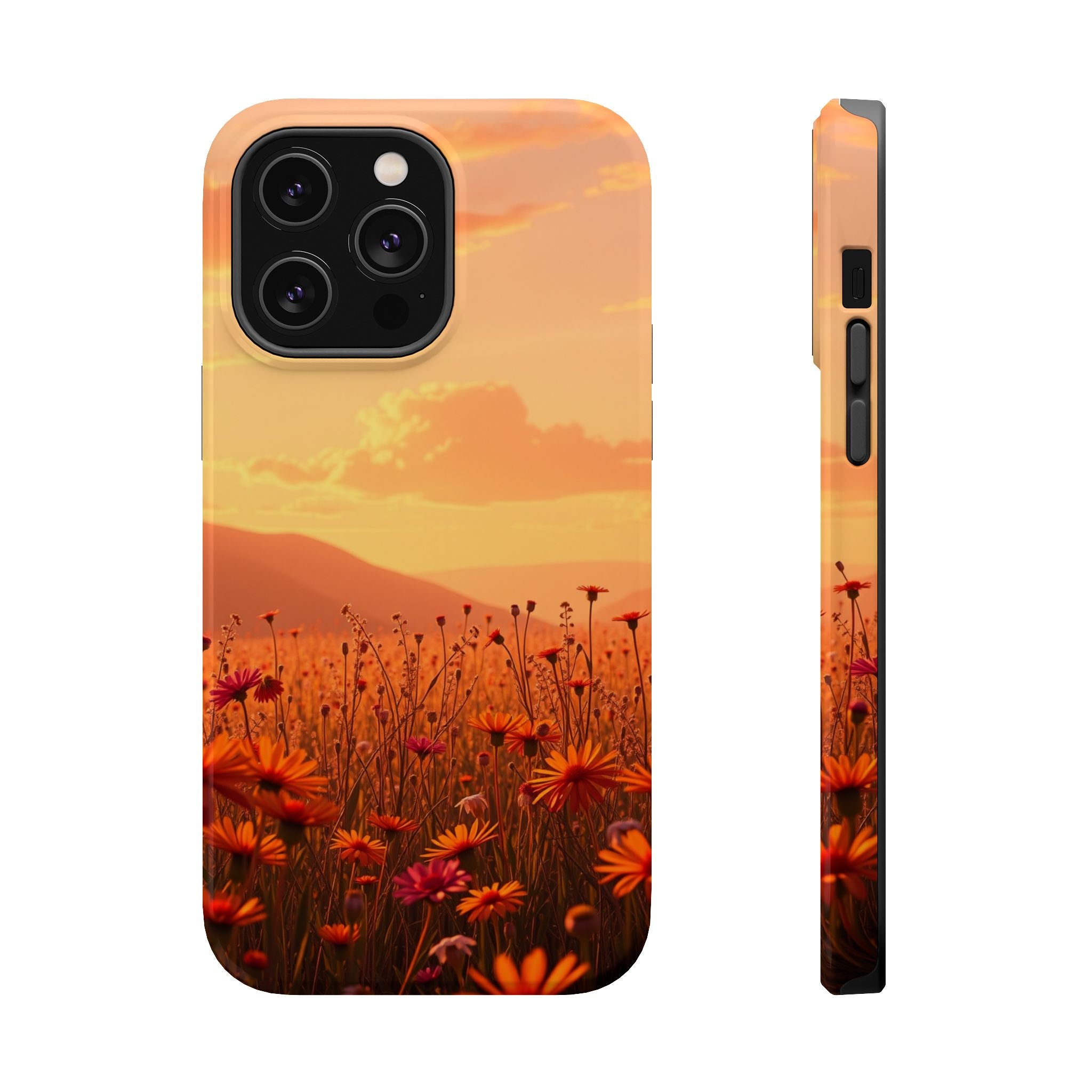iPhone Sunset Amber And Peach Wildflower Field Soft iPhone Finish · iPhone Case