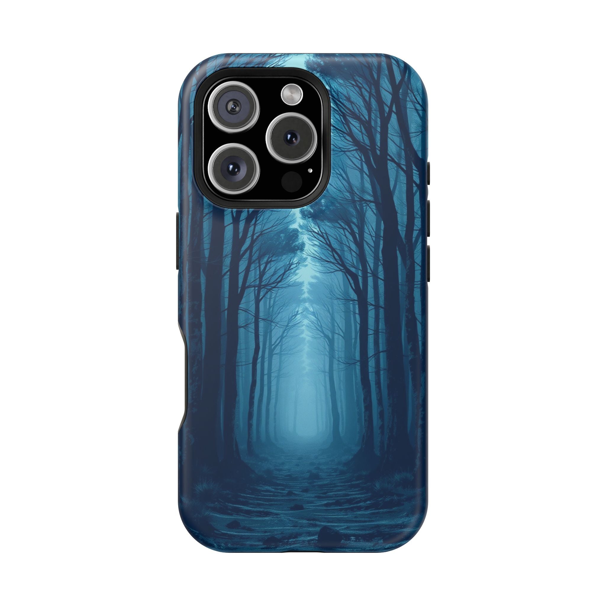 iPhone Midnight Blue And Silver Misty Forest Path iPhone Clean Minimal · iPhone