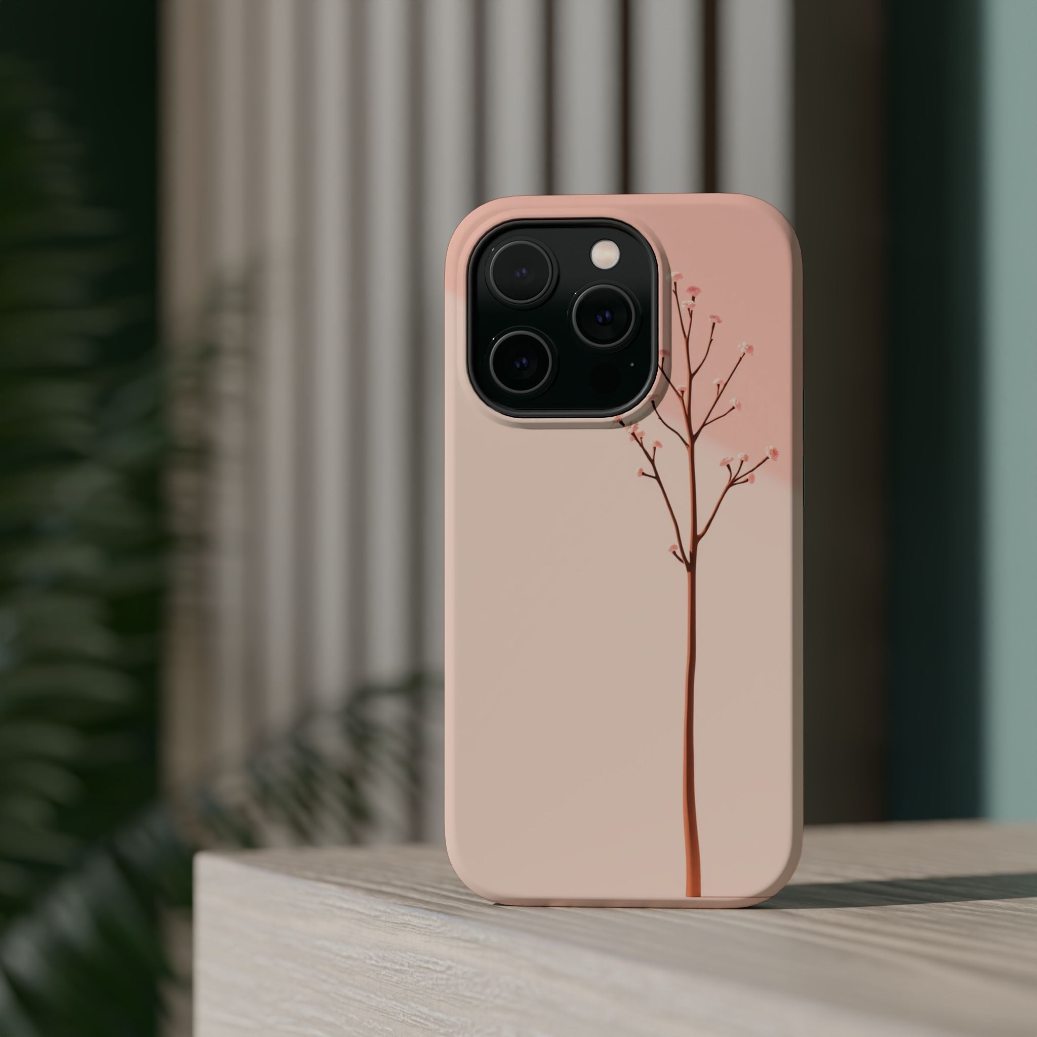 iPhone Rose Pink And Cream Minimalist Stem Slim iPhone Everyday · iPhone Case