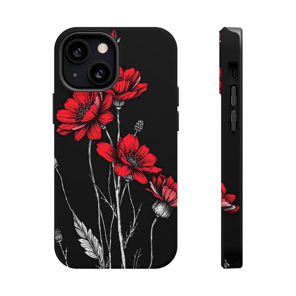 iPhone Black And Crimson Wildflower Bunch Slim Everyday Designer Case · iPhone C