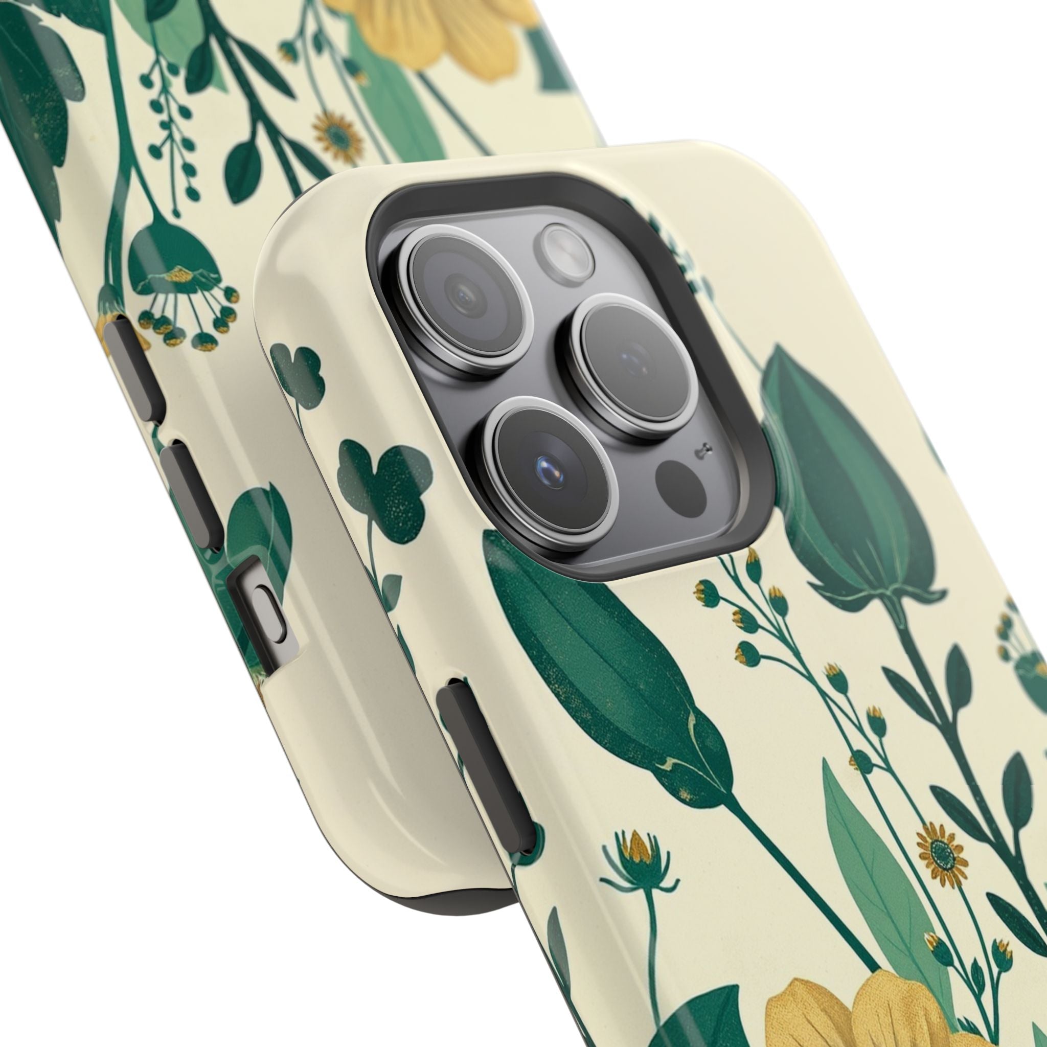 iPhone Emerald Green And Gold Pressed Botanicals Clean iPhone Minimal · iPhone C