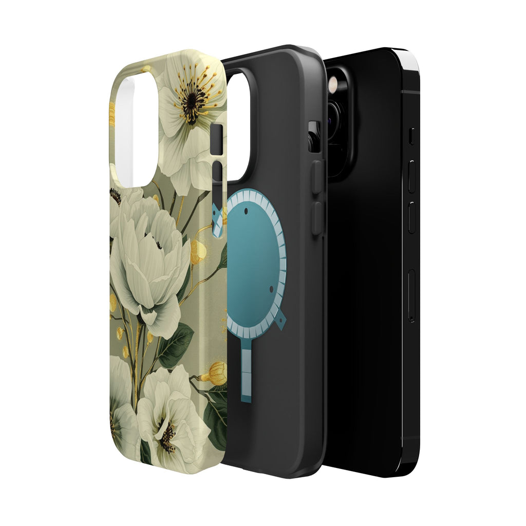 iPhone Sage And Ivory Floral Ink Wash Slim Everyday iPhone 14 Designer · iPhone