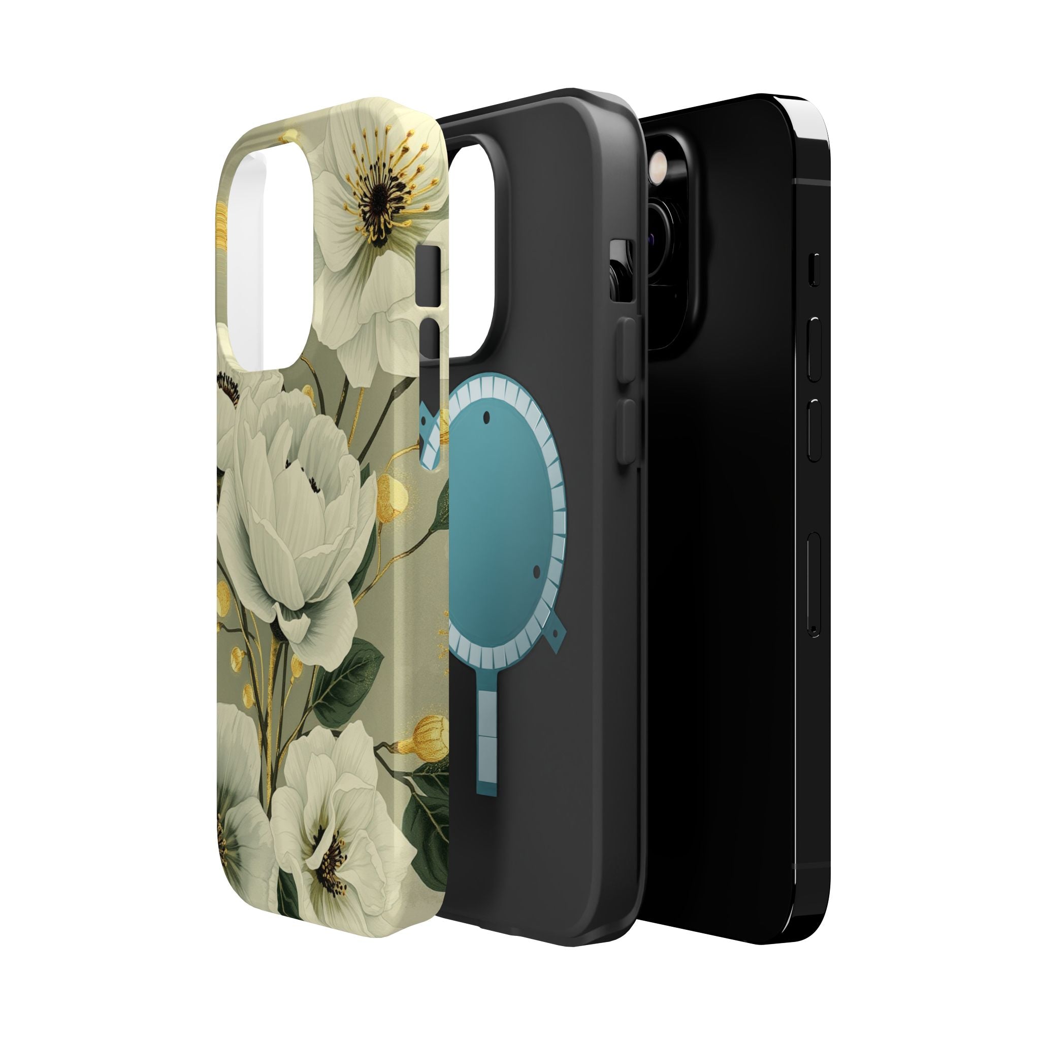 iPhone Sage And Ivory Floral Ink Wash Slim Everyday iPhone 14 Designer · iPhone