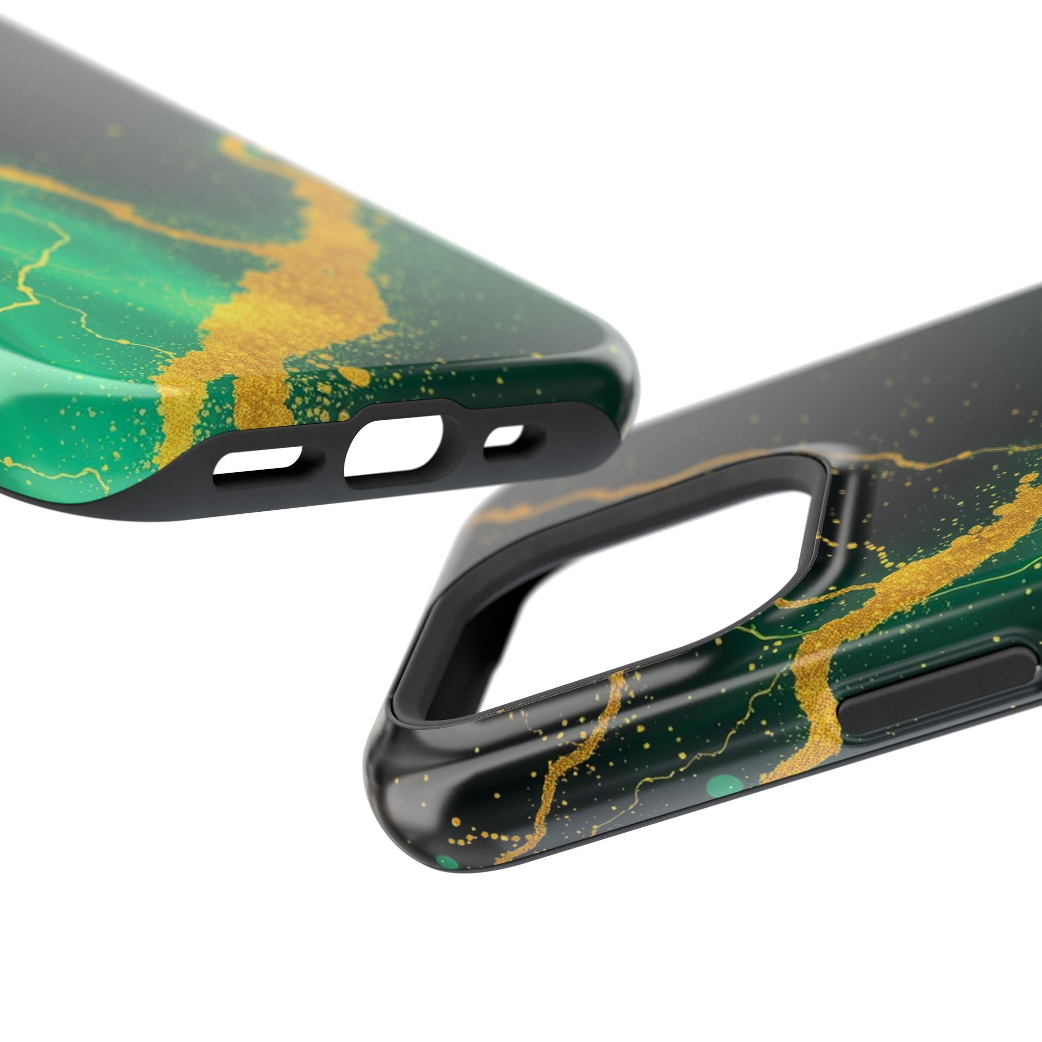 iPhone Emerald Green And Gold Petal Storm Slim iPhone Everyday Designer · iPhone
