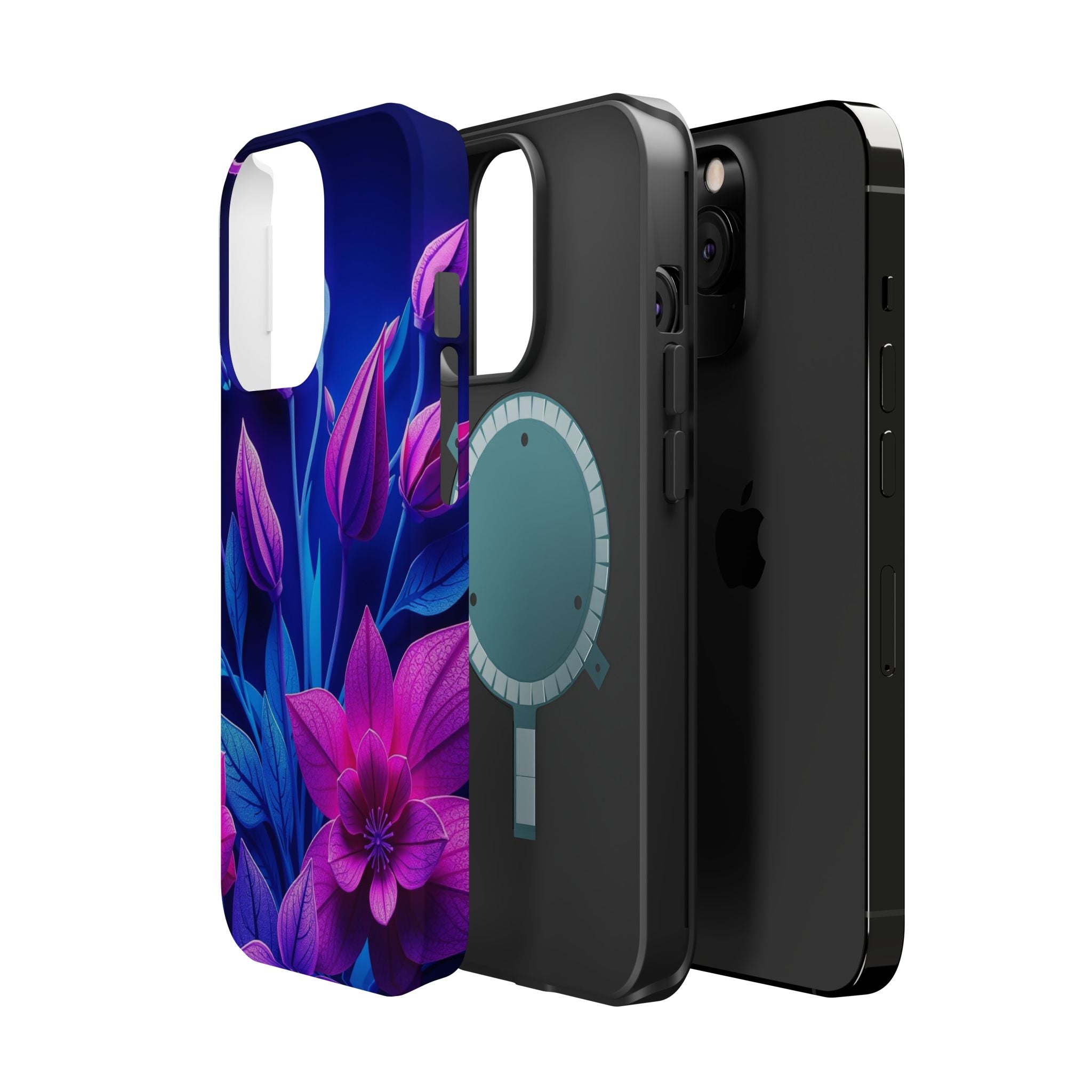 iPhone Neon Floral Paper Cut Art Bold Modern Everyday Snap Case · iPhone Case
