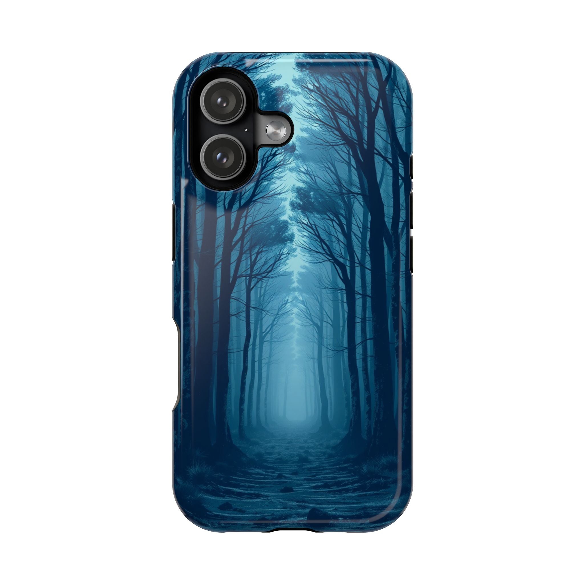 iPhone Midnight Blue And Silver Misty Forest Path iPhone Clean Minimal · iPhone