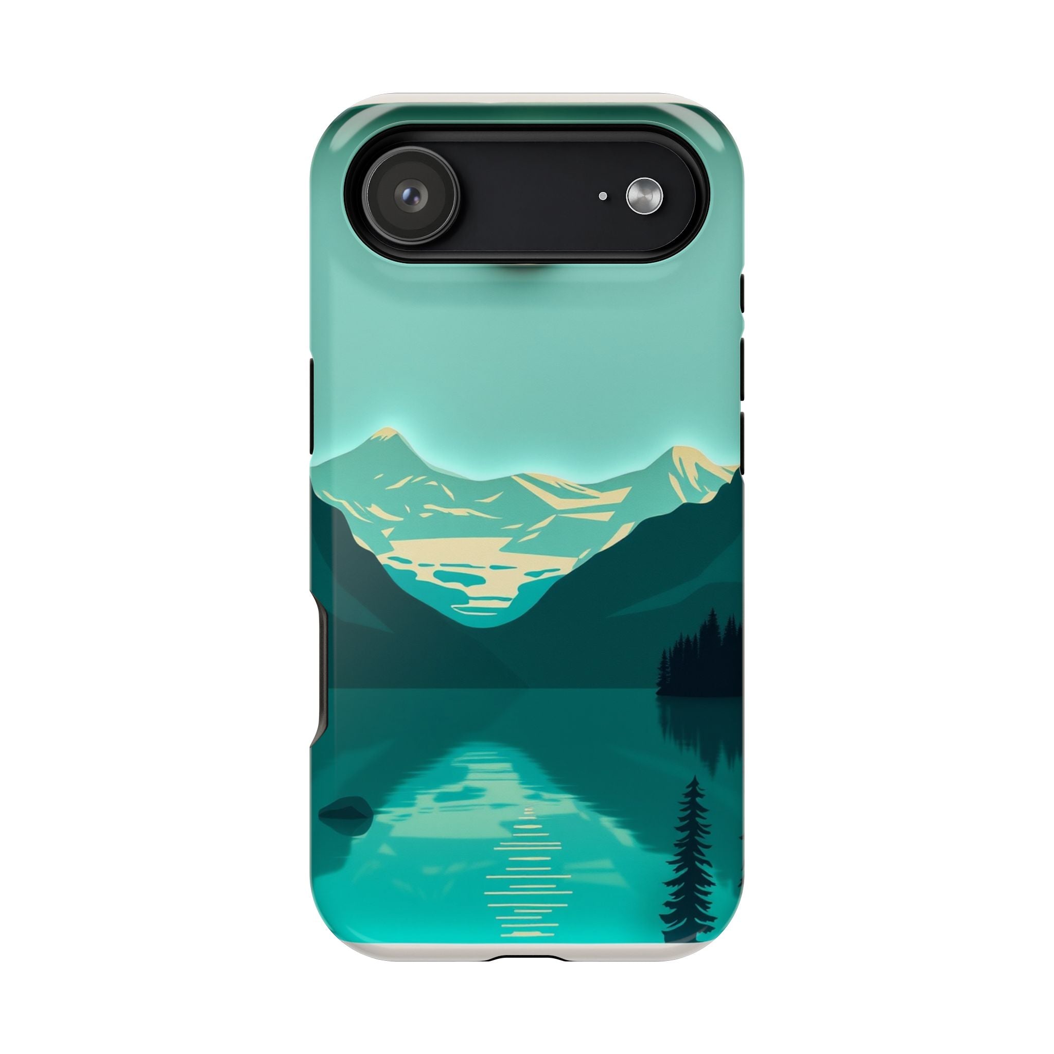 iPhone Glacier Lake Paper Cut Art Bold Modern Everyday Snap Case · iPhone Case