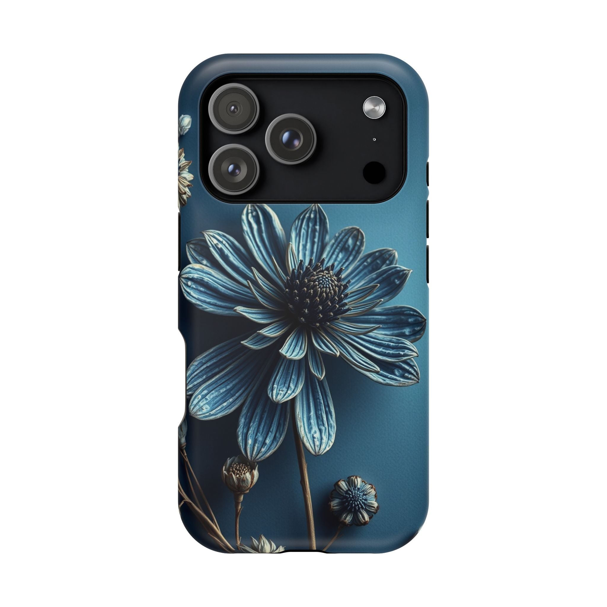iPhone Midnight Blue And Silver Dried Flower Flat Lay iPhone 15 · iPhone Case
