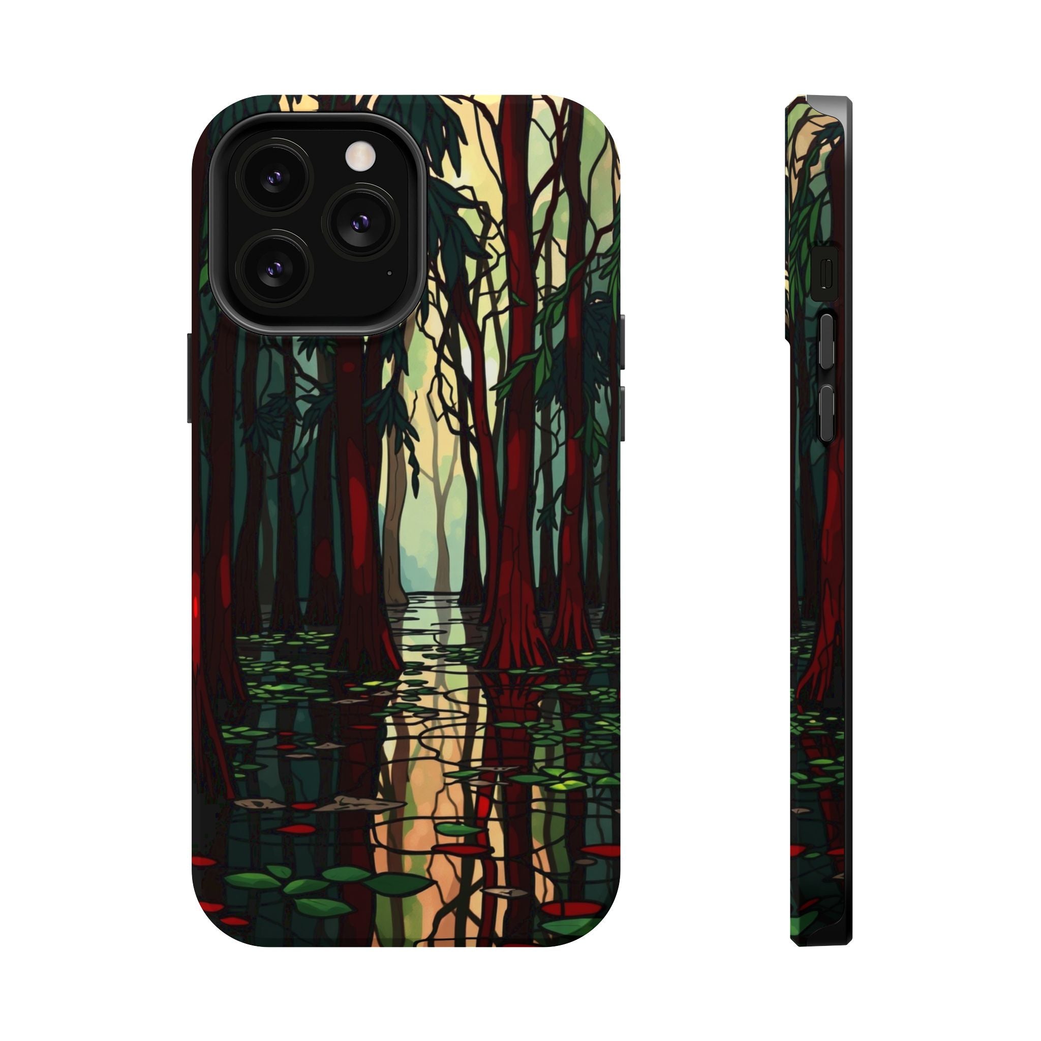 iPhone Black And Crimson Cypress Swamp Slim Everyday Designer Case · iPhone Case