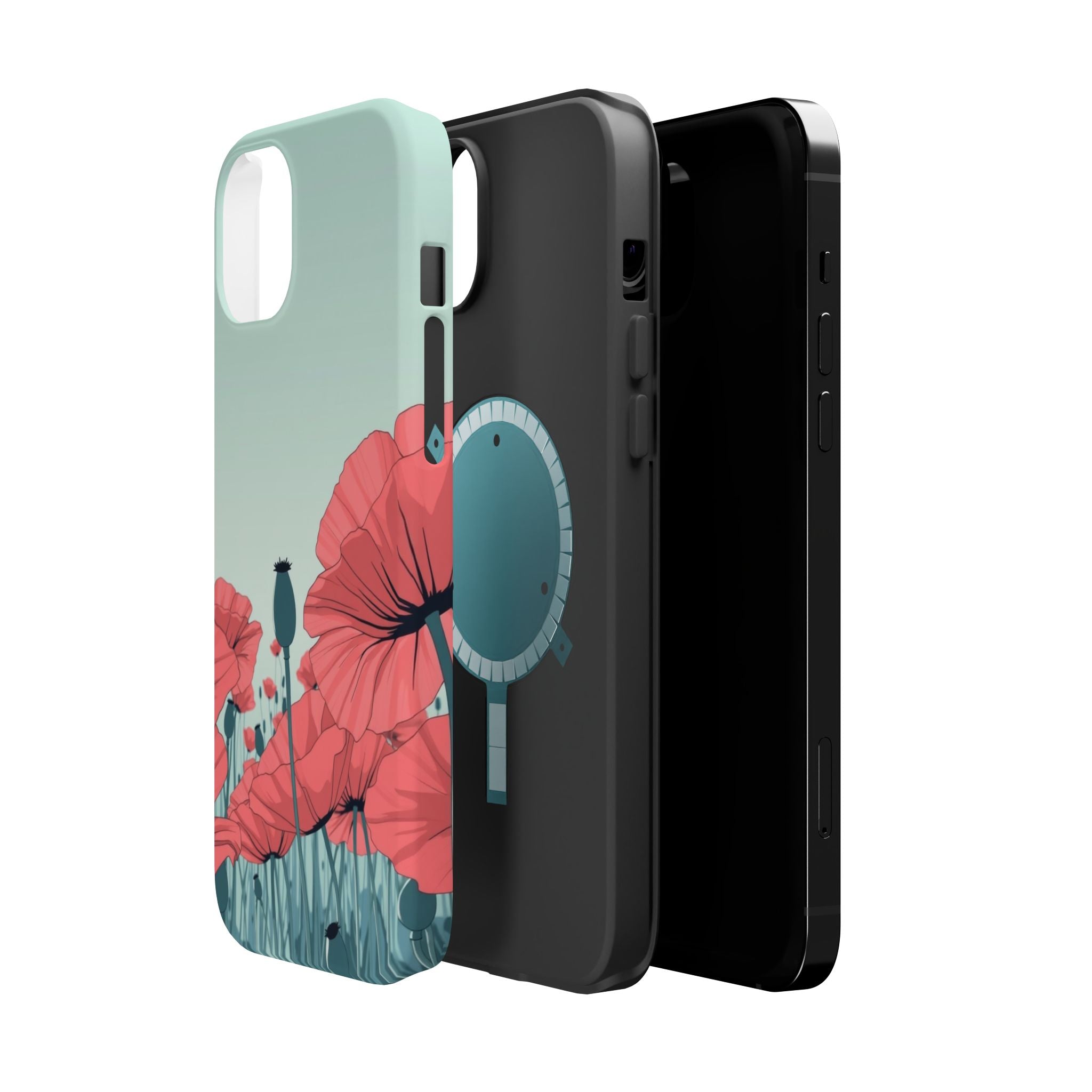 iPhone Mint And Blush Poppy Field Bold Modern Everyday Snap Case · iPhone Case