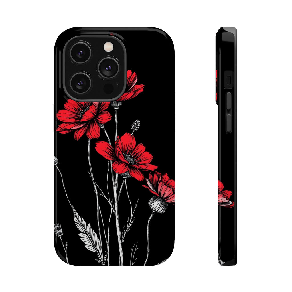 iPhone Black And Crimson Wildflower Bunch Slim Everyday Designer Case · iPhone C